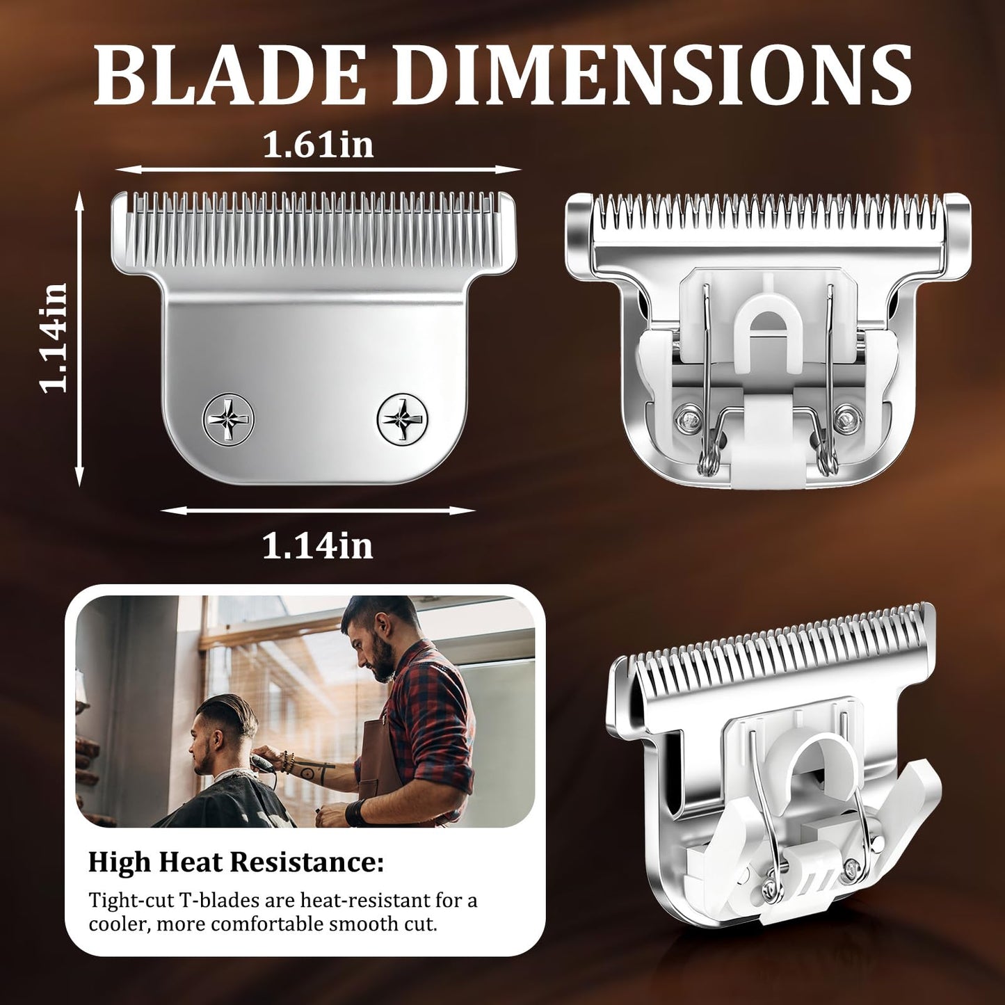 T-Blade Detachable Replacement Blades Compatible with Wahl Trimmers 9864/9864SS/9686/9818A/9854L/9876L/WSS3L/SS2L,High-Quality 440C Stainless Steel,0.5mm Precision Cut, Professional Grooming,1 Pack