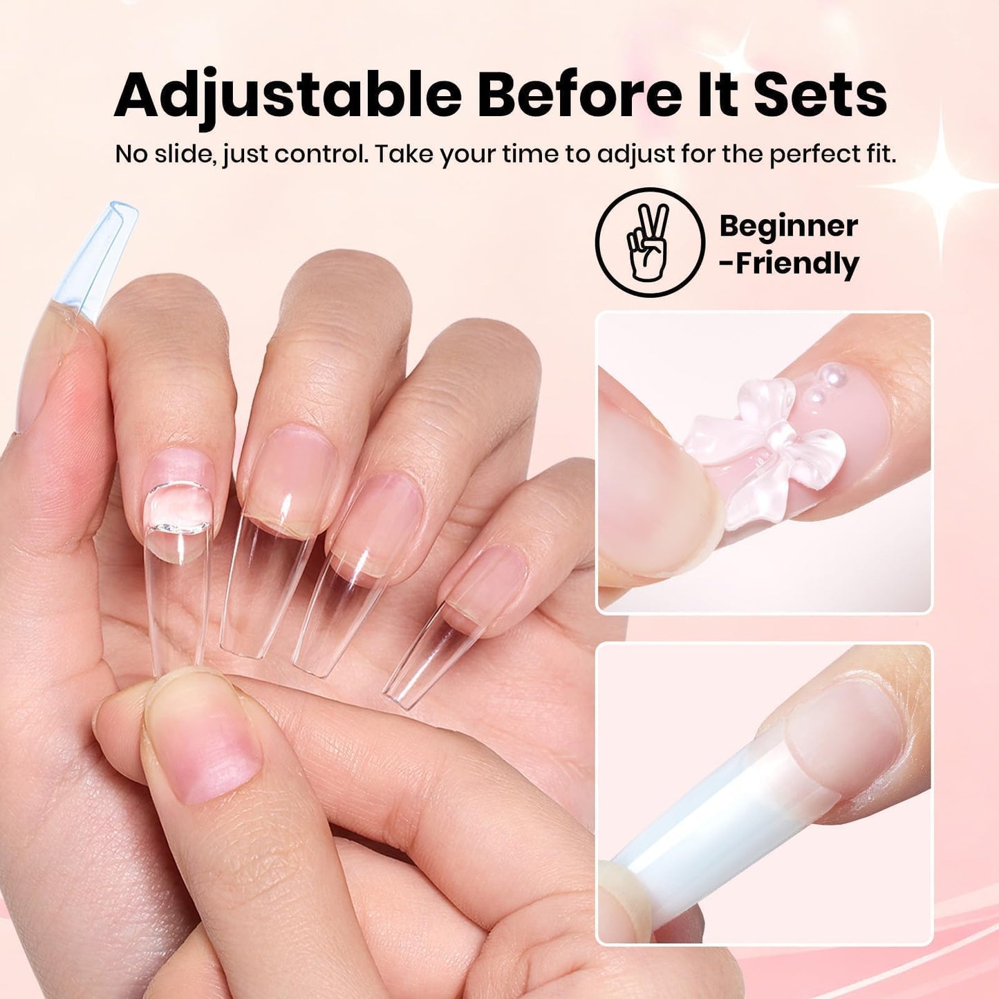 Beetles Super Strong Nail Glue 10g for Press On Nails, No Uv Lamp Needed, Quick Drying, Long Lasting, Easy Control Semi Solid Nail Glue for False Acrylic Nails