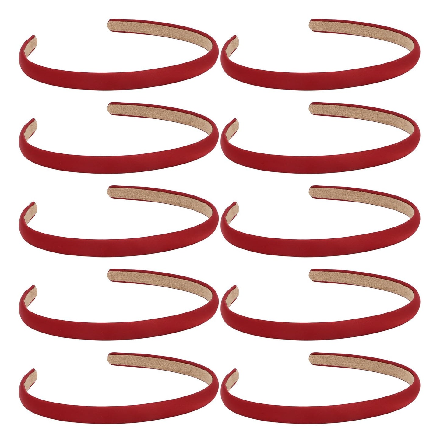 Wecoe Dark Red Narrow Satin Headbands, 10pcs Non Slip Fashion Hair Bands for Women' Hair - Holiday Accessories