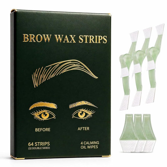 64Pcs Eyebrow Wax Strips - Precision Hair Removal Kit for Sensitive Skin | Easy At-Home Use, Lasts 6 Weeks