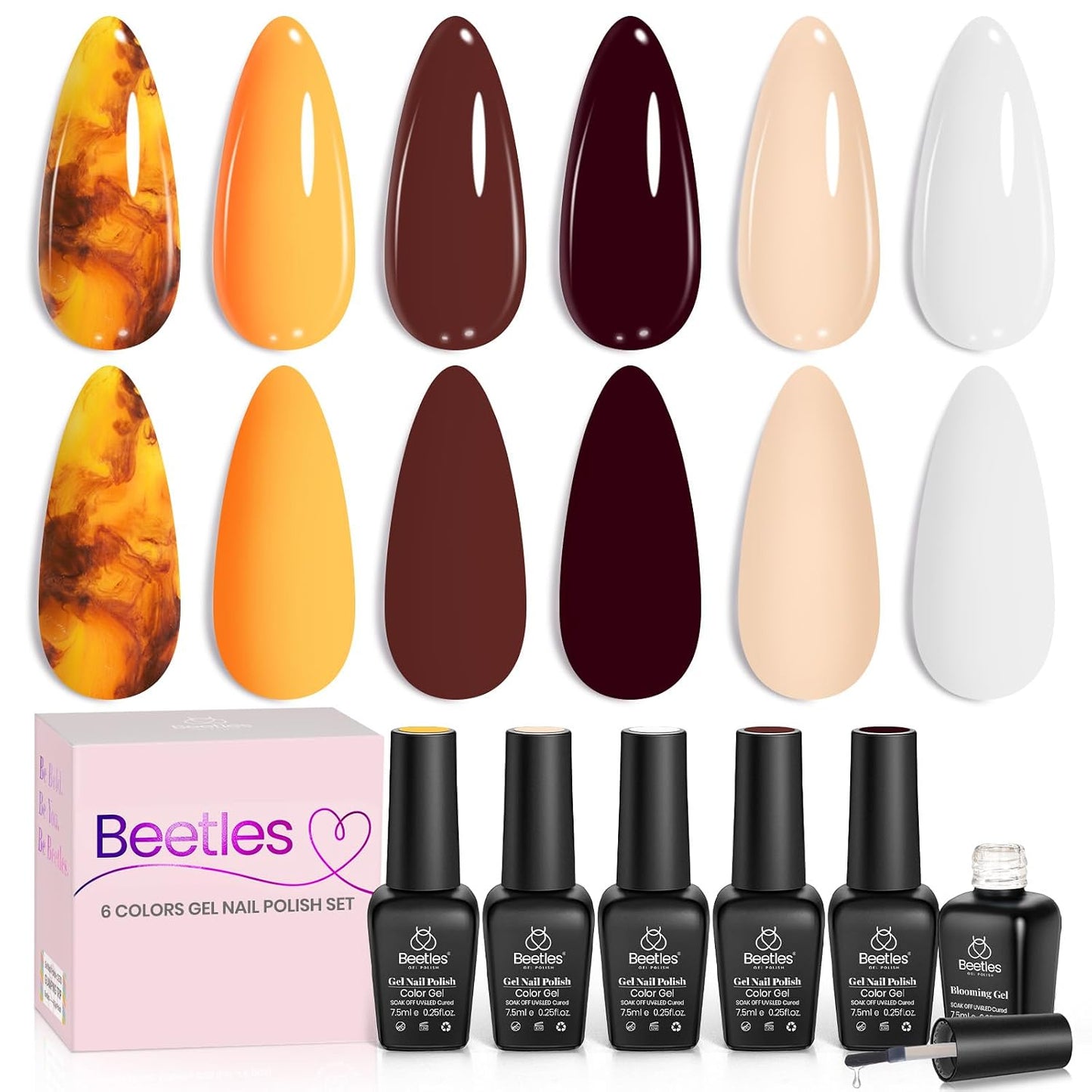 Beetles Gel Nail Polish Kit - 6 Soak Off UV Colors | Long-Lasting Glossy Finish for Salon & Home Manicure