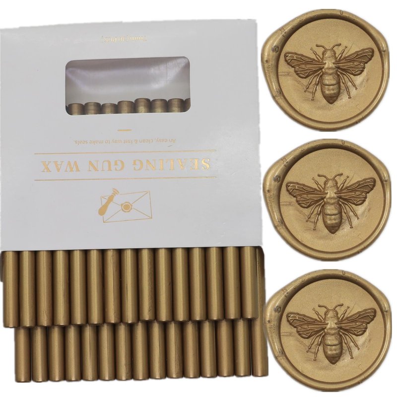 Wax Seal Sticks Antique Gold, 30pcs Glue Gun Wax Sealing Sticks for Wax Seal Stamp, Mini Wax Seal Gun Sticks Suit for 0.28'' Glue Gun Great for Wedding Invitations, Letter, Envelope (Antique Gold)