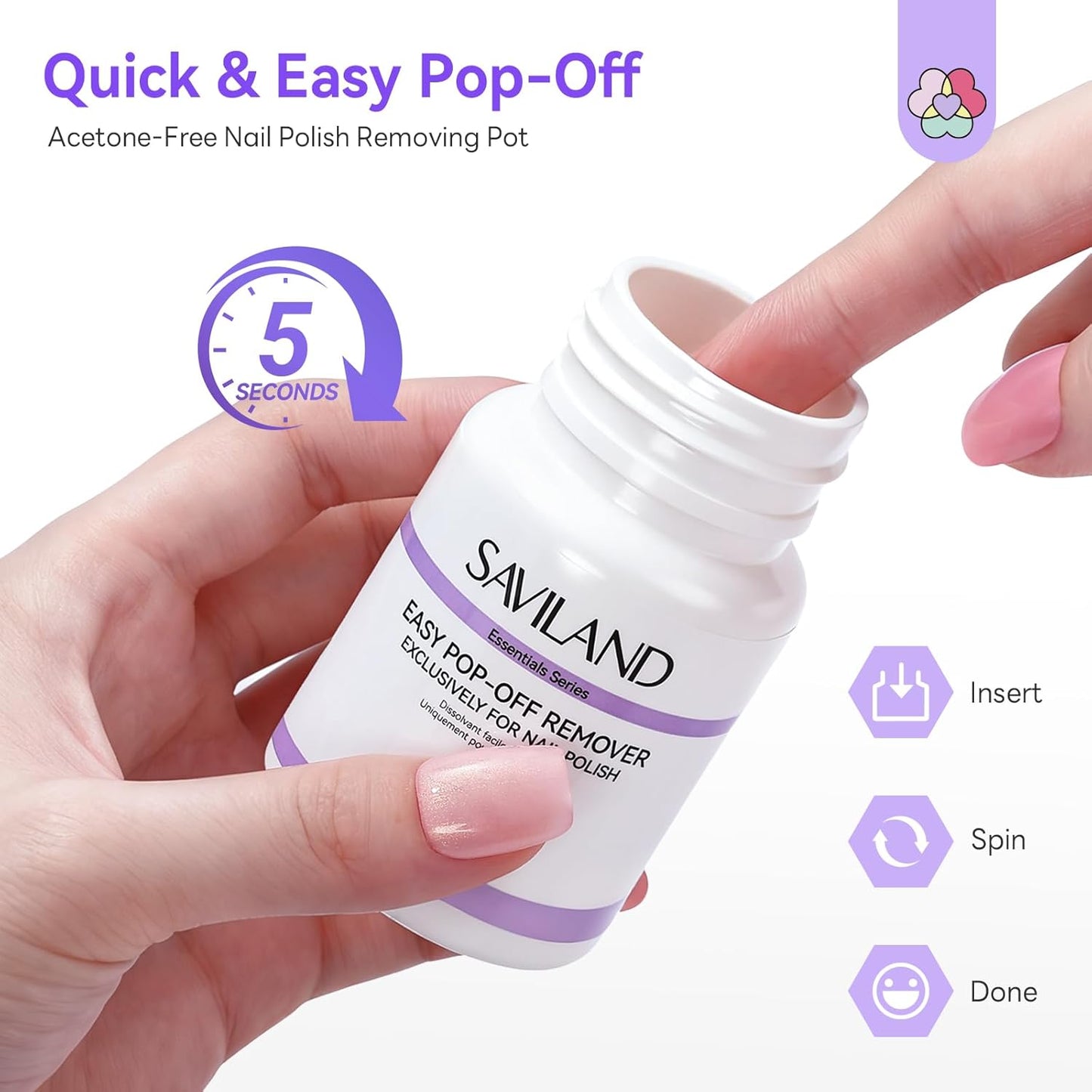 SAVILAND Non-Acetone Nail Polish Remover Pot - Quick & Easy Gentle Removal for Regular Polish | 80 ML