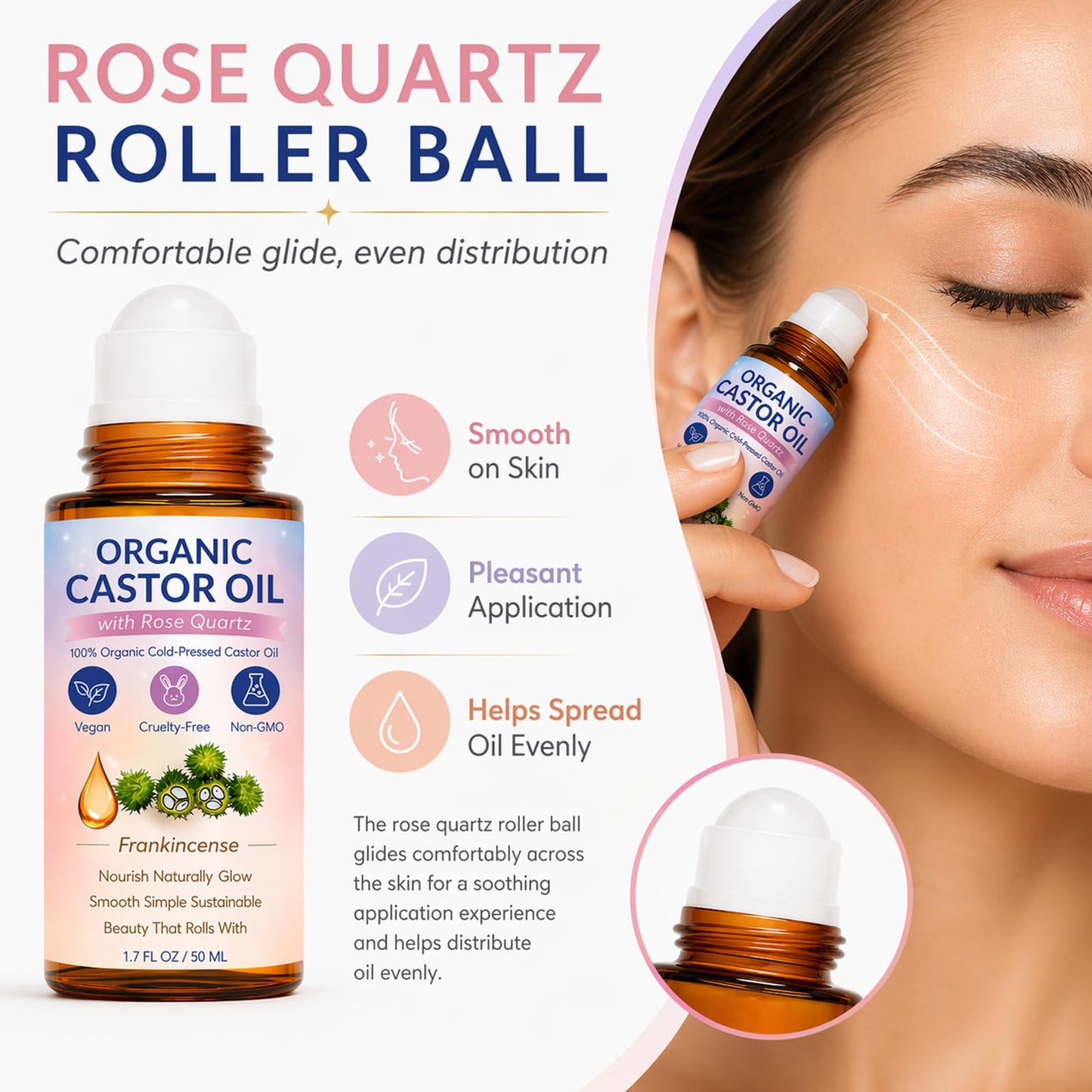 nutracifica Soldaire Organic Castor Oil Roll-On, Cold Pressed, 1.7 Fl Oz