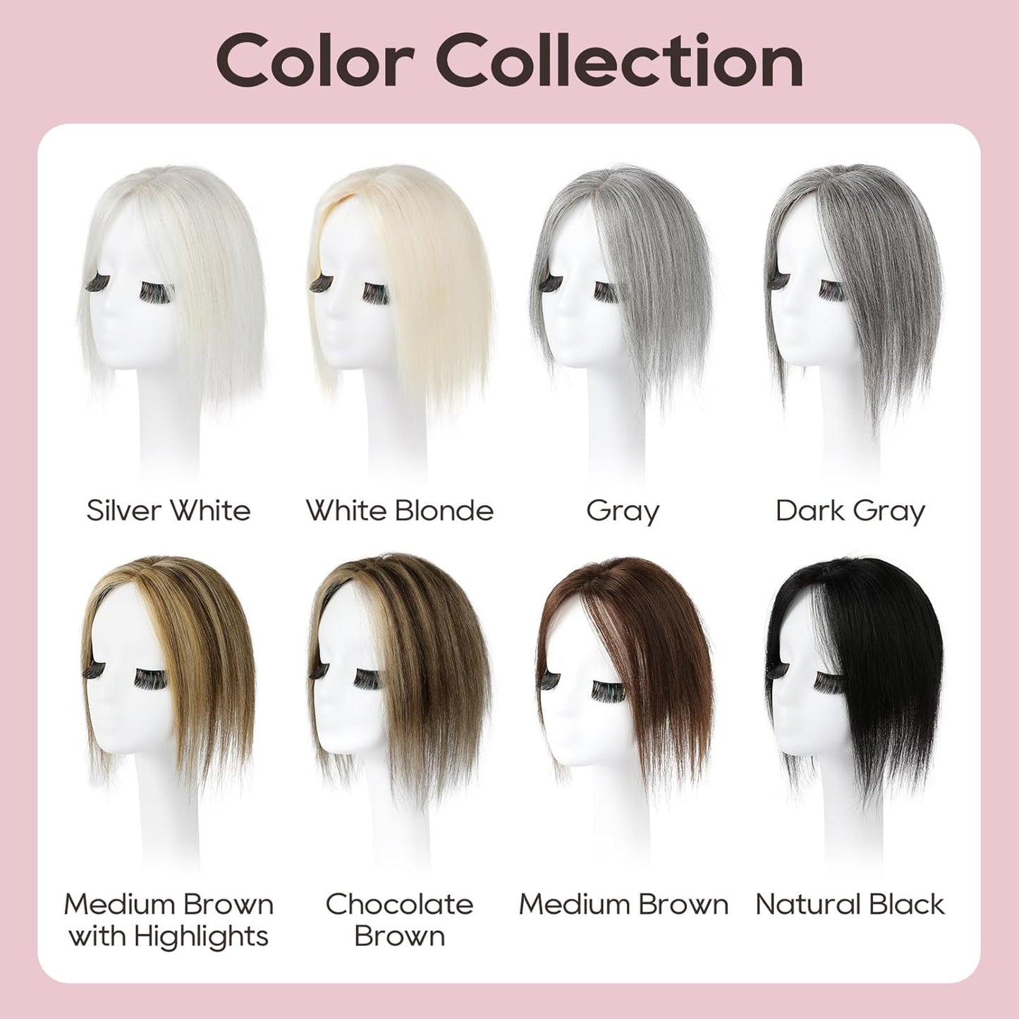 REECHO Human Hair Toppers - Real Thick Hair Topper for Women | Invisible Wiglet for Daily Volume, Medium Brown with Highlights