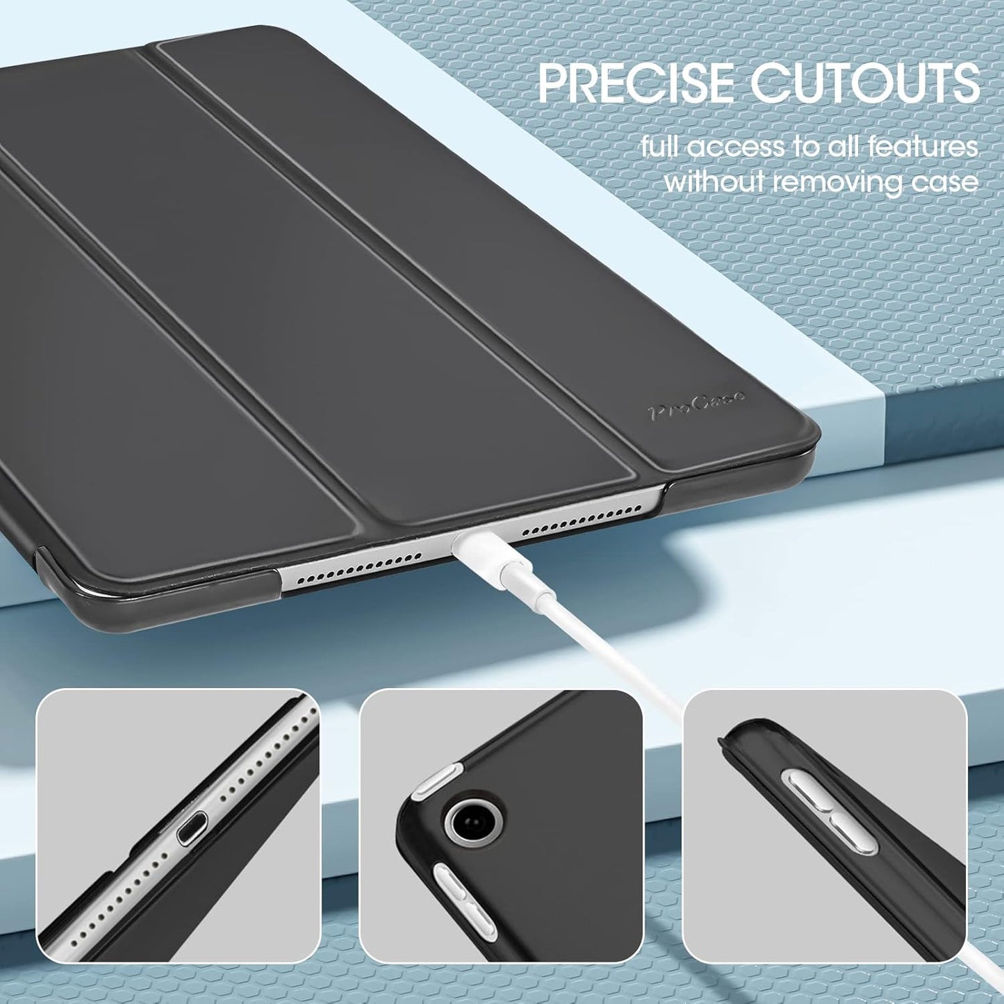 iPad 9th/8th/7th Generation Case | Slim Smart Cover with Translucent Hard Shell - 10.2 Inch, Black