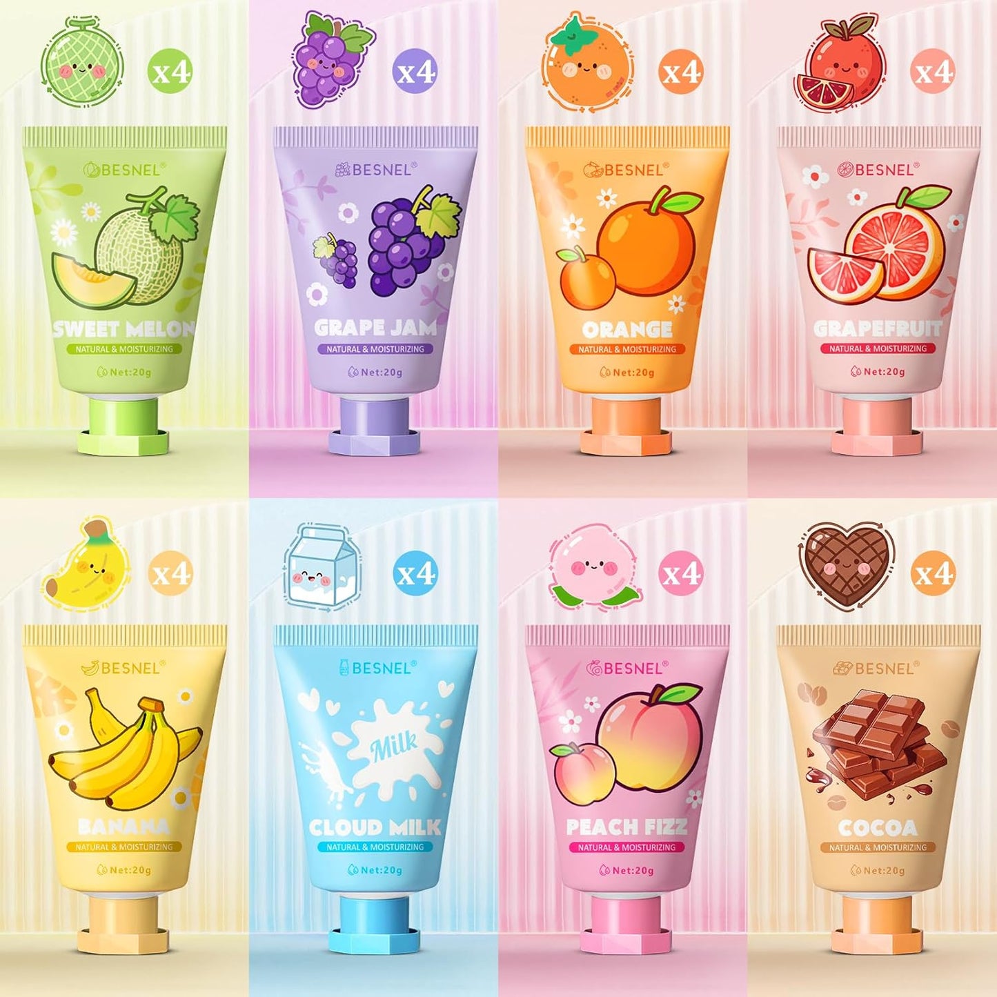 BESNEL Hand Cream Gift Set - 32 Pack Mini Lotion for Dry Cracked Hands | Perfect for Birthdays, Graduations & Teacher Appreciation