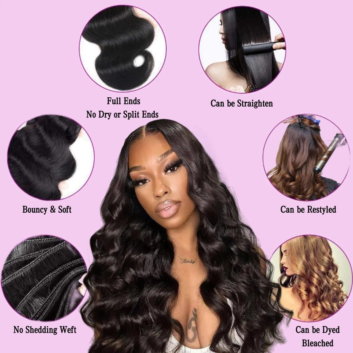 AZONA Body Wave Bundles Human Hair New 14 16 18 Inch Human Hair Bundle Unprocessed Brazilian Virgin Hair 3 Bundles Human Hair Extensions for Women Natural Color