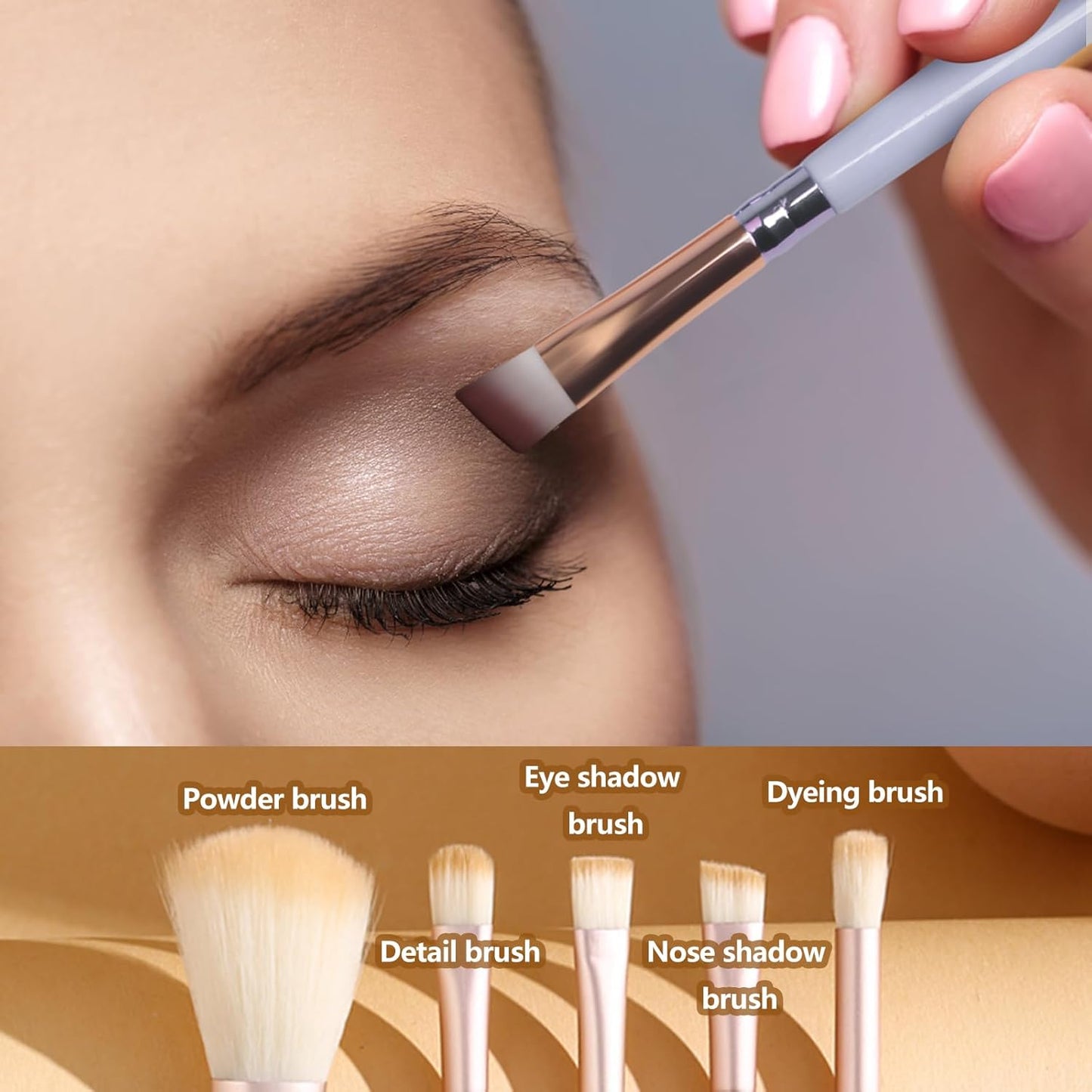 Travel Makeup Brush Set - Portable 5 PCS Mini Brushes with Mirror | Essential Cosmetic Tools for Eyeshadow & Contour (Blue)