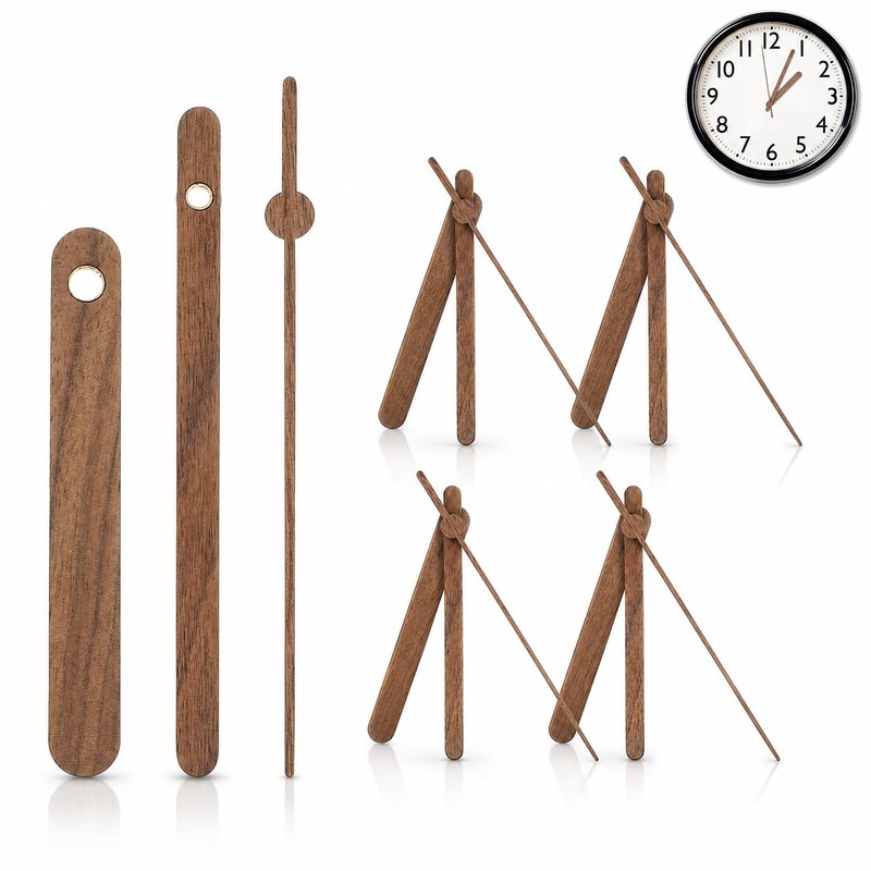 POPETPOP 5 Set Replacement Clock Hands Kit, DIY Wooden Clock Hands for Wall Repair Home Art Decor - Simple Design