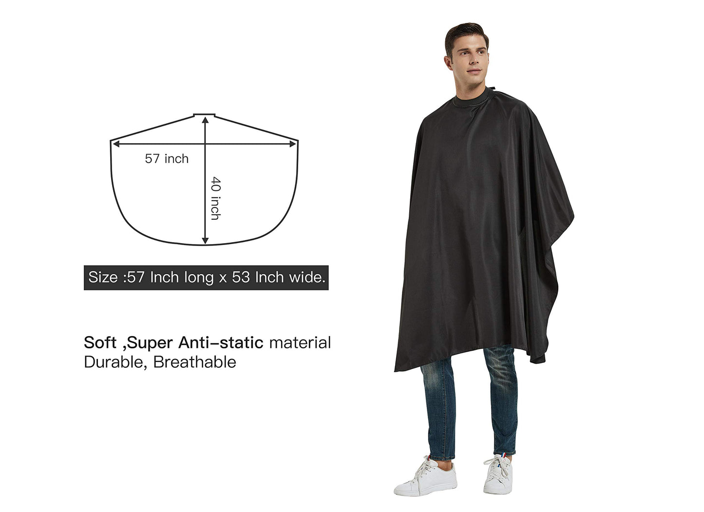 Salon Hair Cutting Cape with Soft Silicon Neck Collar, Professional Anti-static Barber Cape