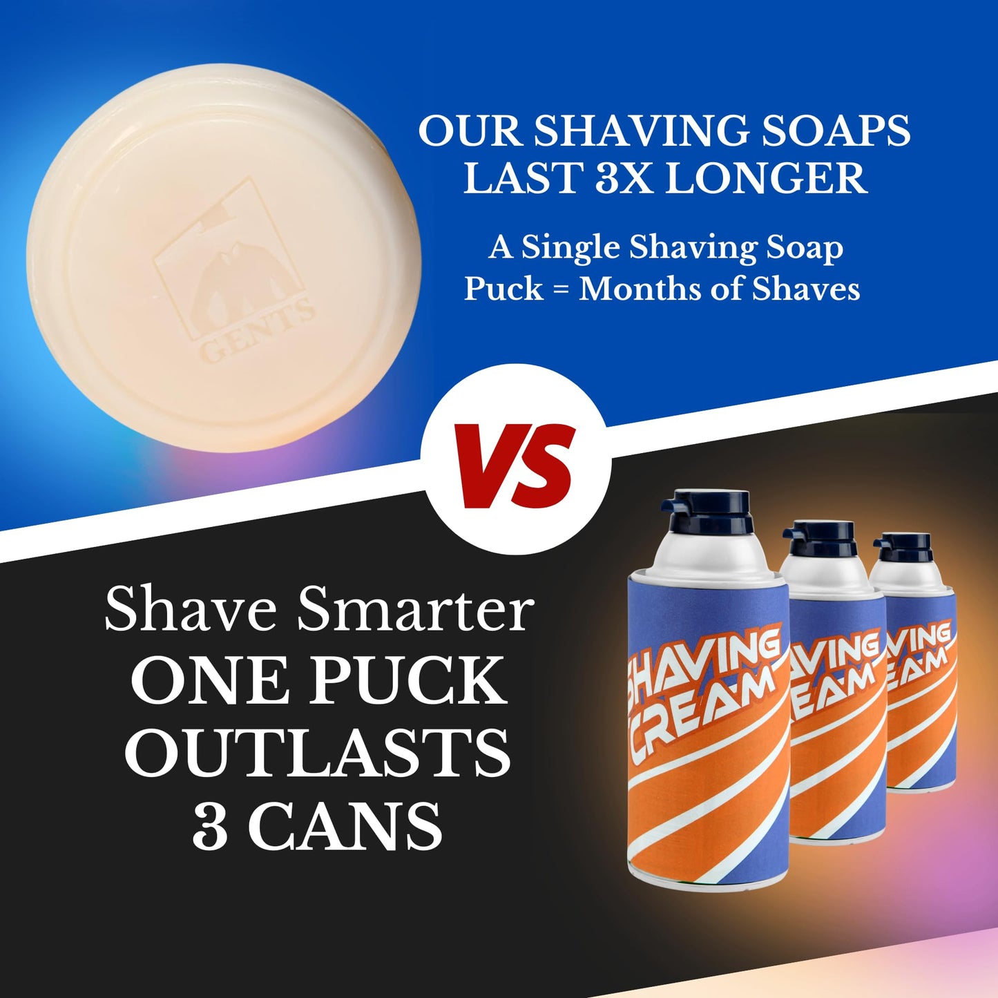 GENTS 97% All Natural Shave Soap Set for Men, Fragrance Free Shaving Soap with Shea Butter for Sensitive Skin