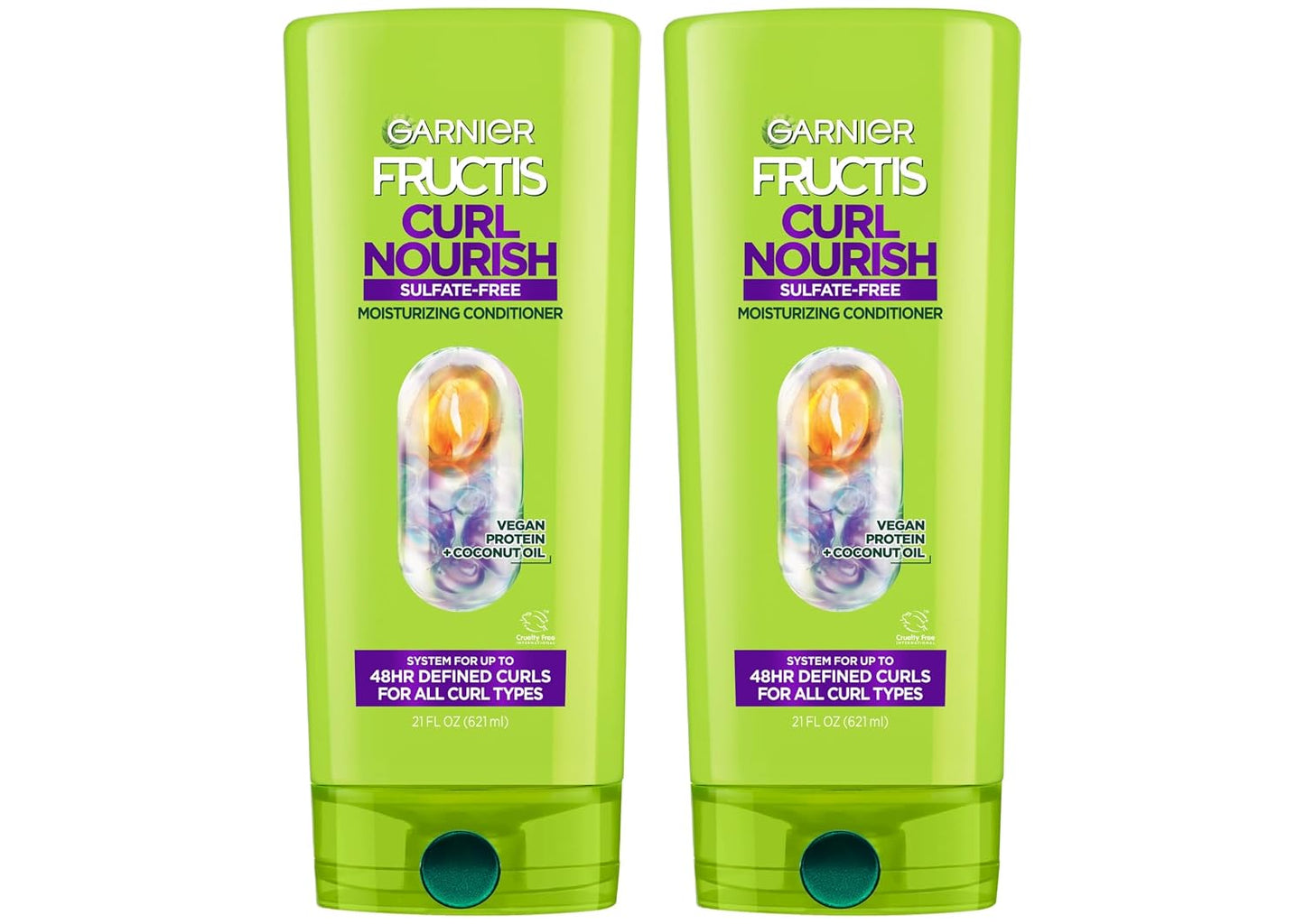 Garnier Fructis Curl Nourish Conditioner - Curly Hair Care with Coconut Oil & Plant Protein | 21 Fl Oz