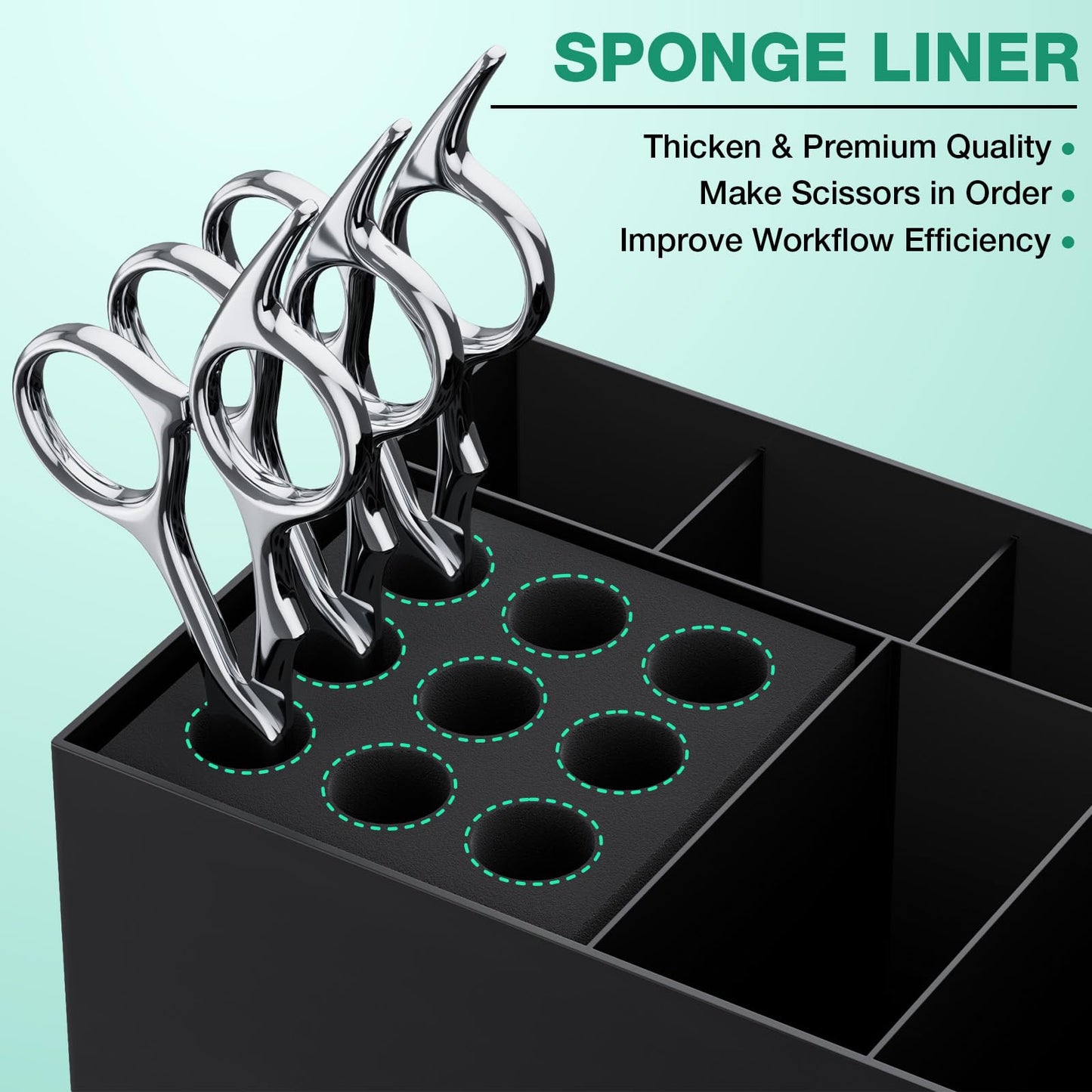 Noverlife Hair Salon Scissor Holder Box, Shear Holder for Stylist, Professional Hairdressing Scissors Rack Barber Organizer Box for Storage Combs Clips Brushes Holder, Barber Supplies Shear Case