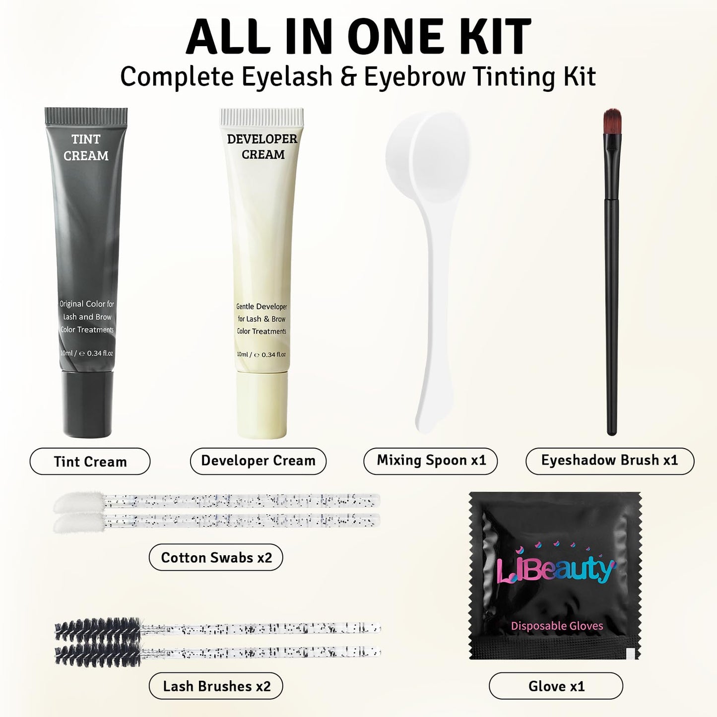 Libeauty Lash & Brow Color Kit – Instant Black Eyelash Color 10 ml, Eyebrow Coloring Set Last Up to 4 Weeks, Waterproof, Gentle Formula, Easy DIY Salon Results at Home