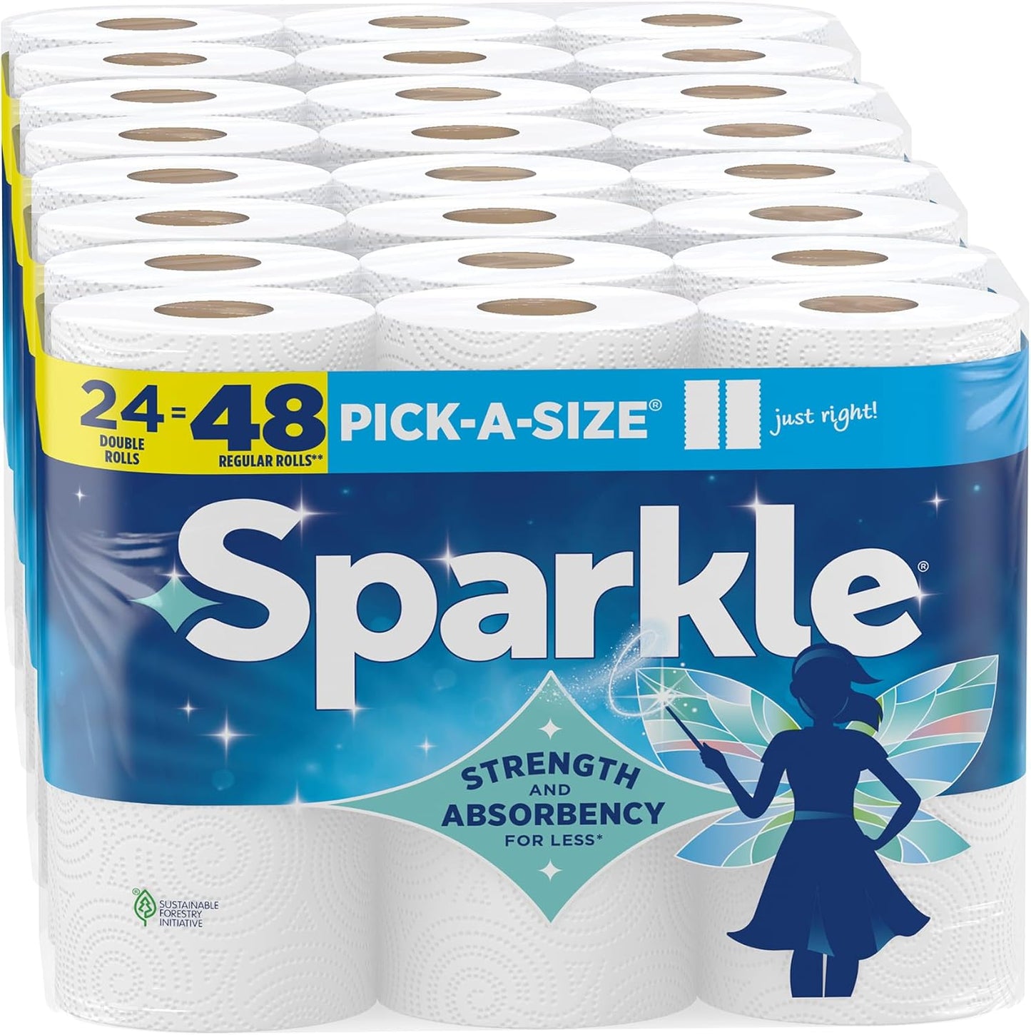 Sparkle Paper Towels - Pick-A-Size 2-Ply Kitchen Towels | 6 Double Rolls (660 Sheets) for Everyday Cleanup