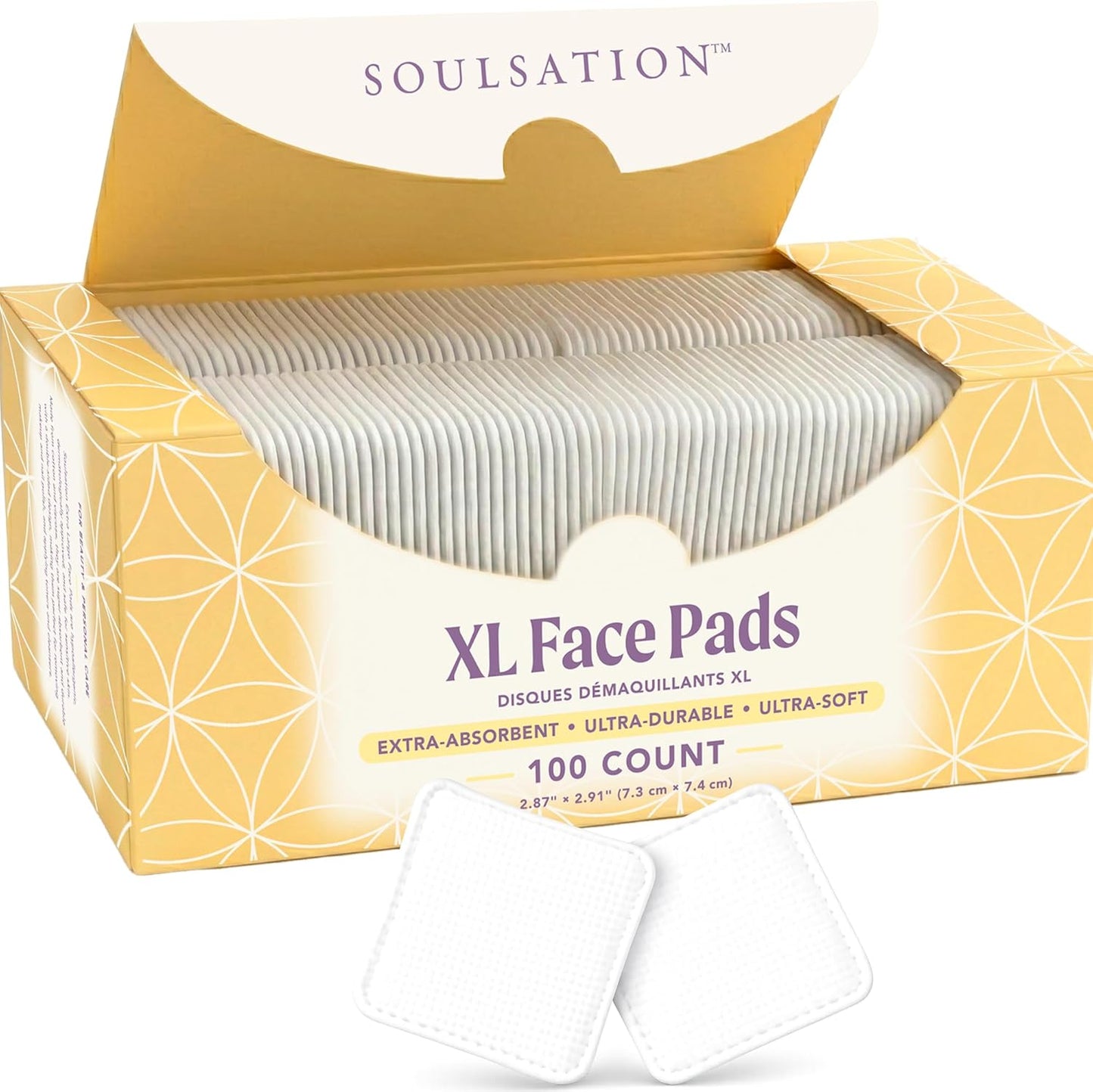 Extra Large Face Pads - Durable, Absorbent, Hypoallergenic | 100 Count for Makeup Removal & Cleansing