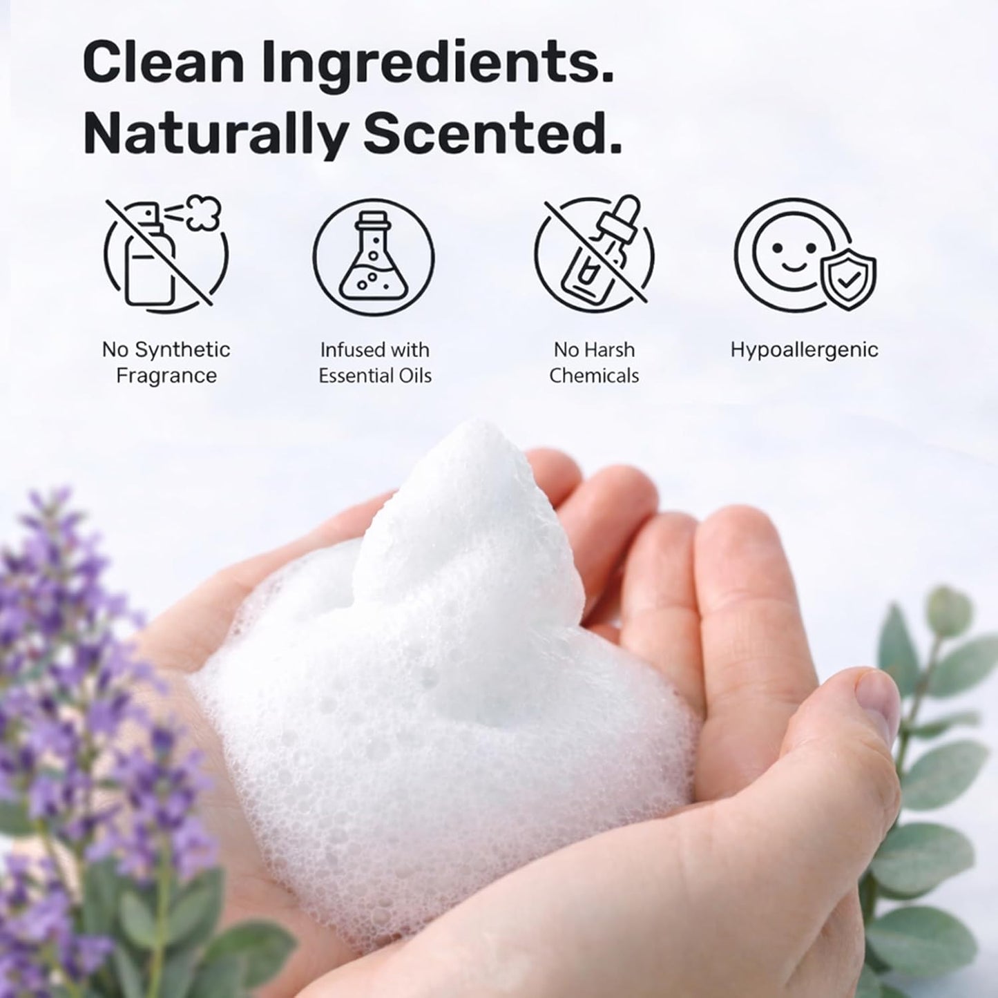 Organic Foaming Hand Soap - Botanical Bliss Lavender-Eucalyptus | Moisturizing Essential Oil Wash (8.5 fl oz)