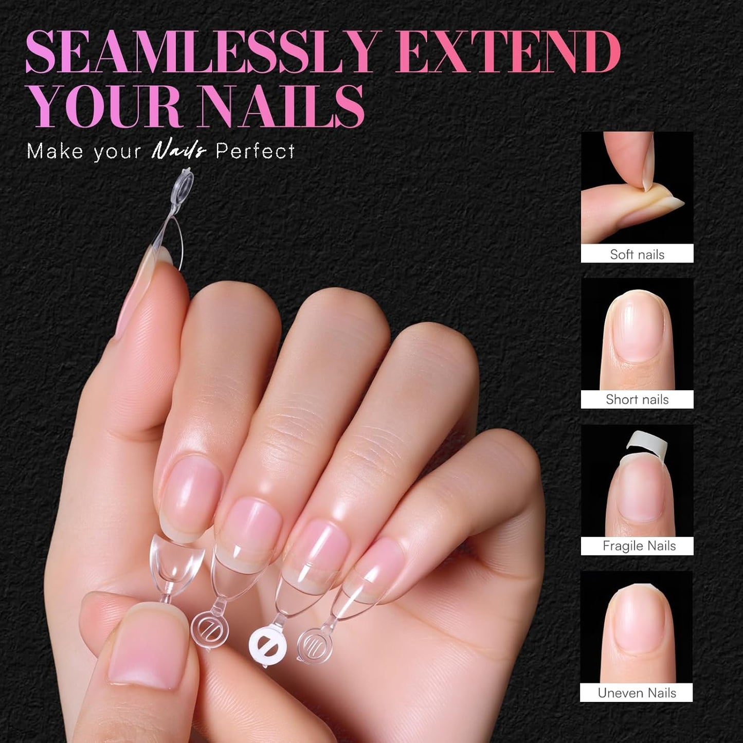Short Almond Nail Tips - 504 PCS Half Cover Pre-shaped Acrylic | Easy DIY Manicure Supplies in 15 Sizes
