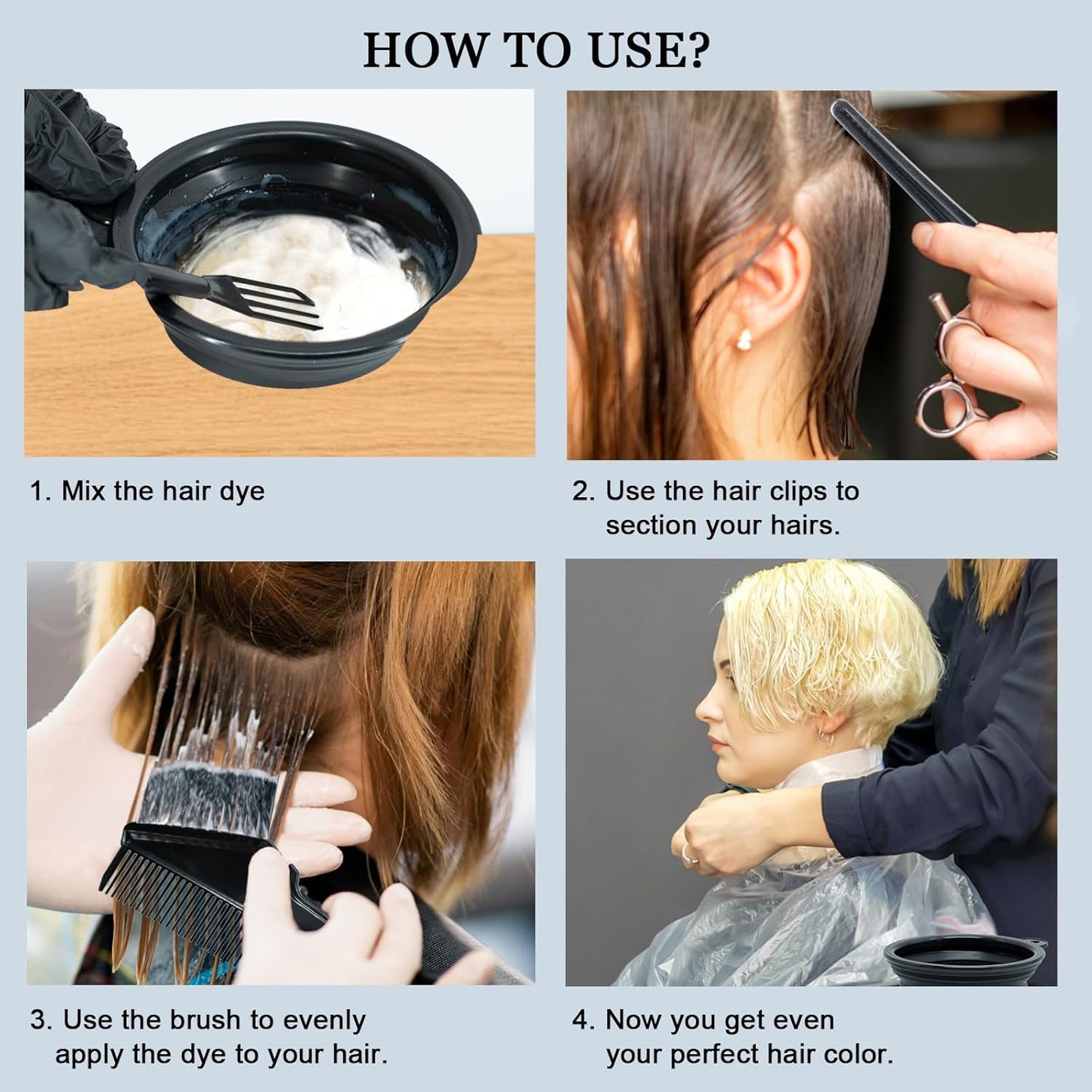 Professional Hair Dye Kit - 21Pcs Hair Coloring Set with Brush, Bowl, Clips & Applicator | Ideal for Salon & Home Use