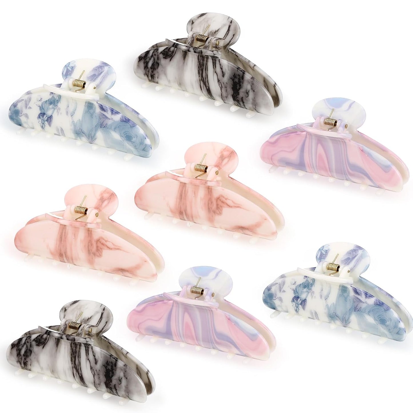Large Acrylic Hair Claw Clips for Women - 8 Pcs Non-Slip Strong Hold | French Turquoise Color