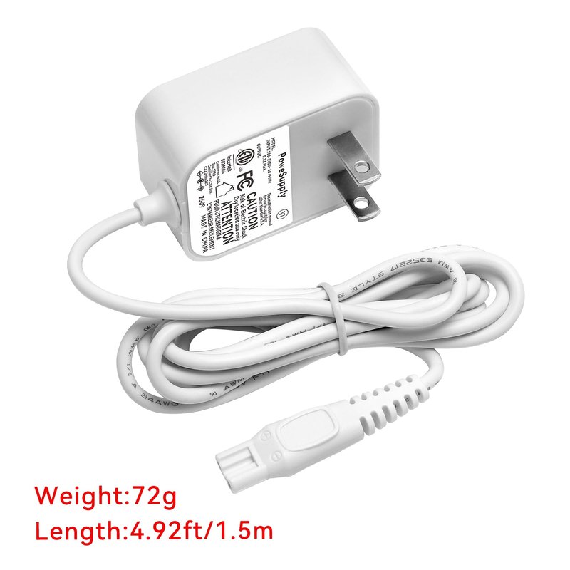 Charger Compatible with Philips Epilator Wet & Dry Series 8000 BRE700/04 BRE720/14 BRE740/14 Shaver and Trimmer for Women Replacement Power Adapter 15V Charging Cord Cable White