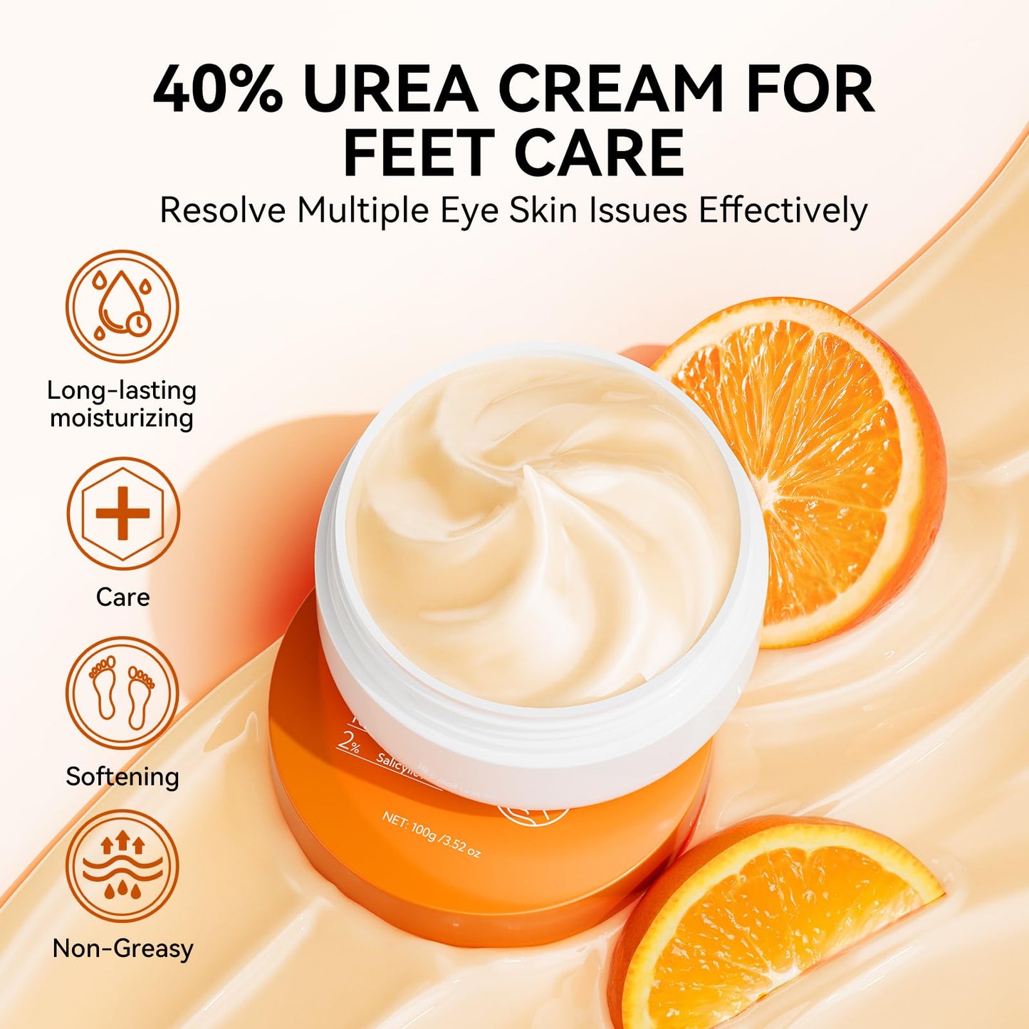 LANBENA Urea Cream 40 Percent For Feet Plus 2% Salicylic Acid 3.52 oz, Foot Cream and Hand Cream Maximum Strength with Aloe Vera For Dry Cracked Heels and Feet, Deep Moisturizes, Callus Remover