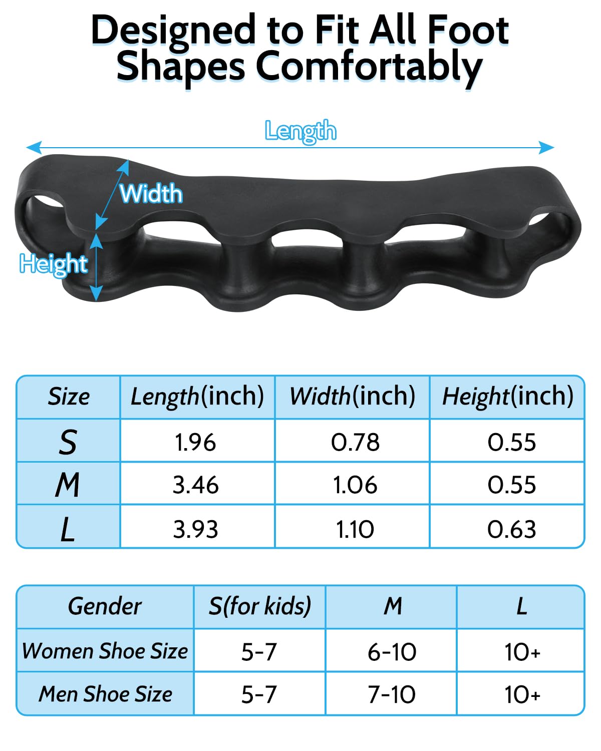 Snqqmtt 4PCS Silicone Toe Separators Spacers for Kids, Bunion Corrector for Overlapping Toes, Toe Straightener for Relieve Plantar Fasciitis (Small)