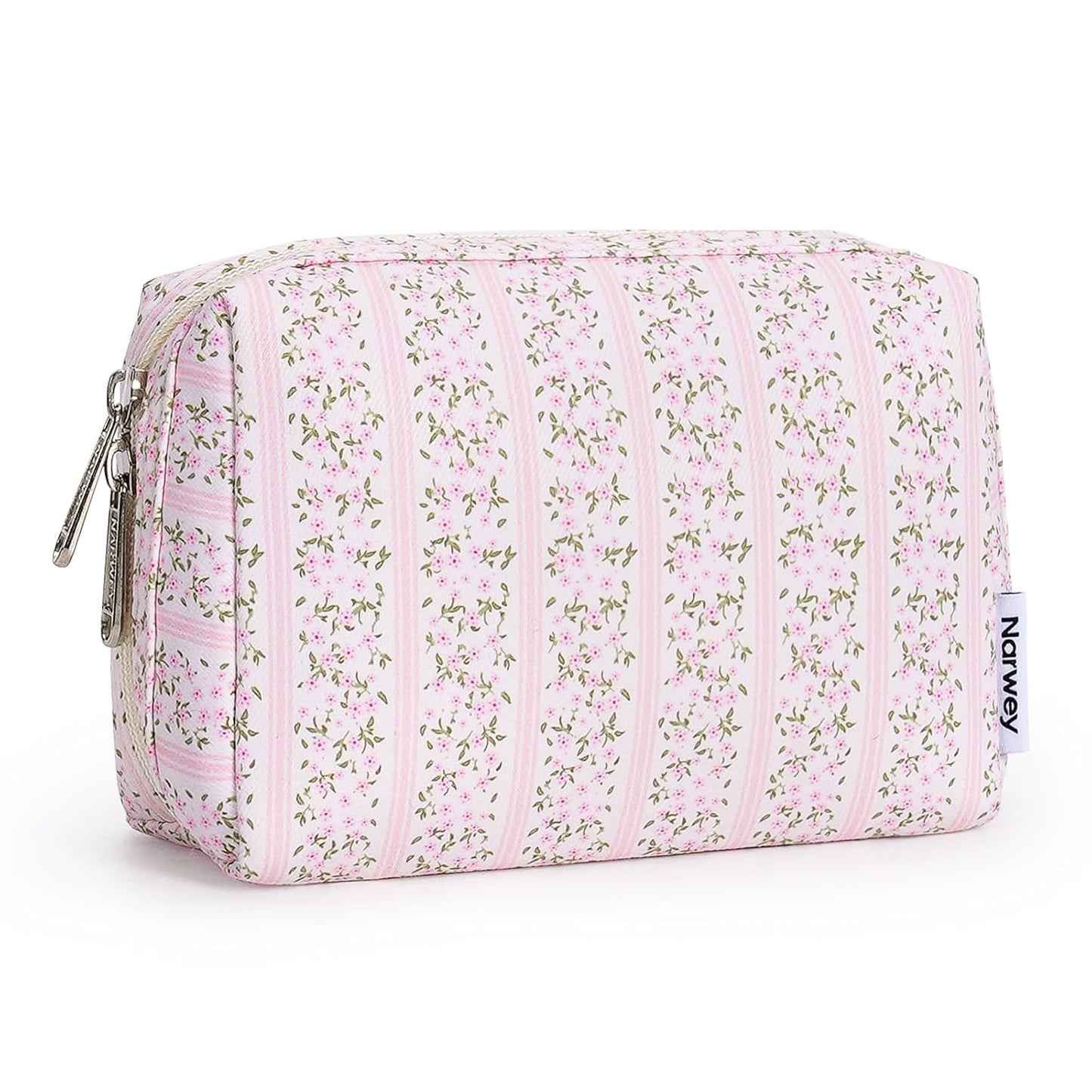 Checkered Makeup Bag - Travel Cosmetic Organizer with Compartments | Large Sky Blue Checkerboard