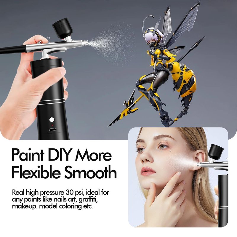 Airbrush Kit With Compressor Portable Airbrush Air Brush Kit with Air Compressor Airbrush for Nails Airbrush Compressor High Pressure Nail Airbrush Machine Handheld Mini Air Brush Kit (Black)