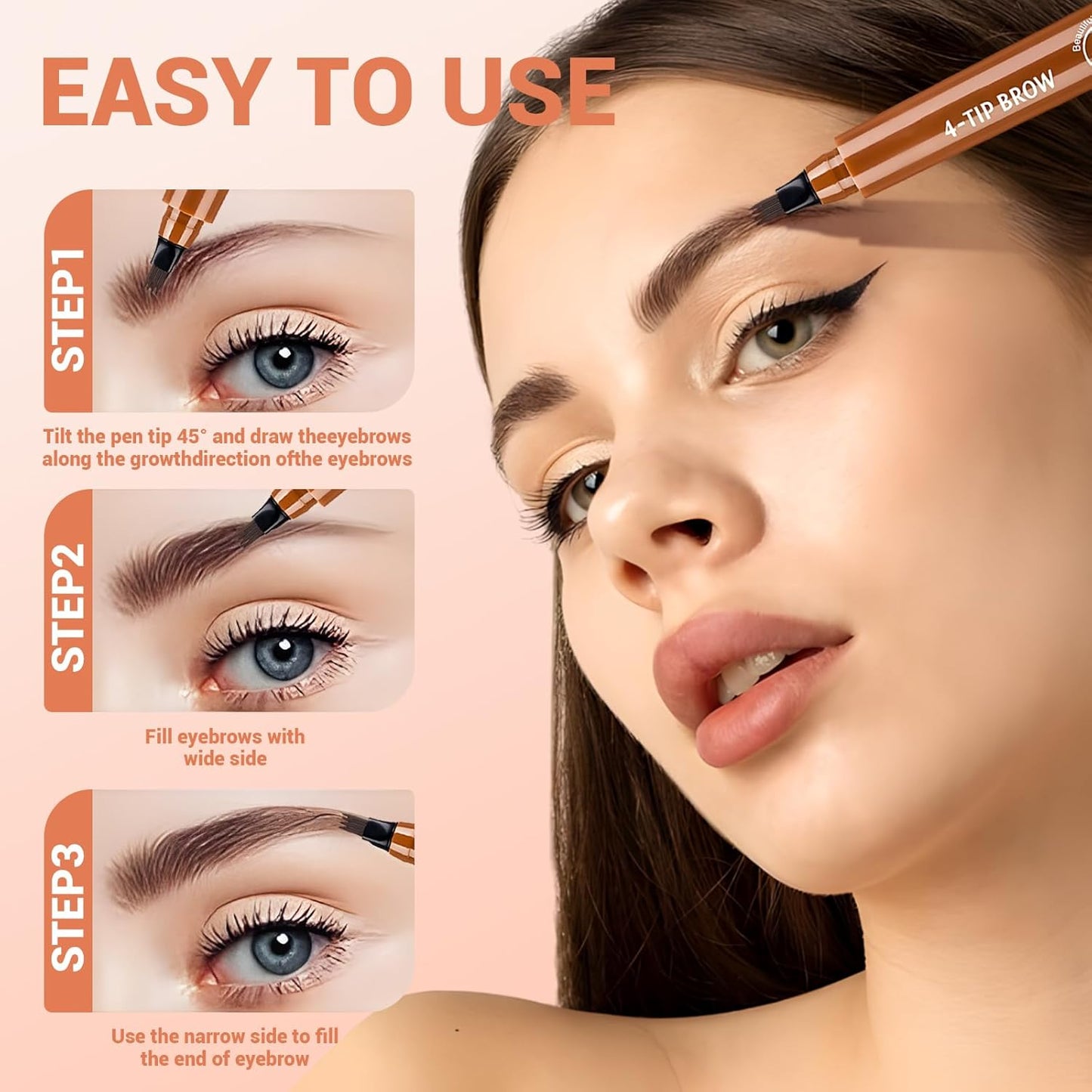 Microblading Eyebrow Pencil - 2026 Upgraded Contouring Tool with Micro-Fork Tip | Premium 3D Waterproof, Dark Brown