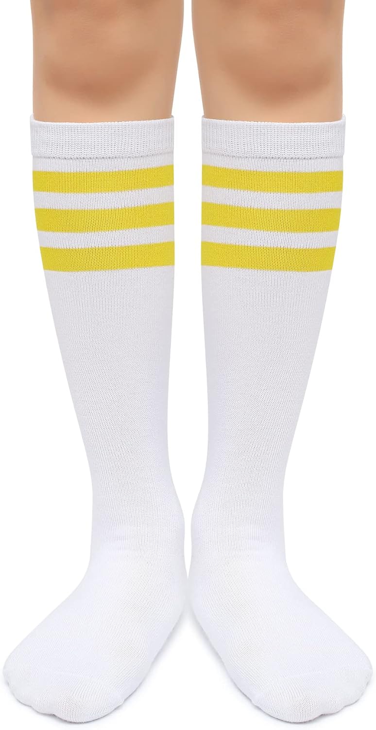 Kids Over the Calf Tube Socks - Soft Cotton Athletic Stripes for Boys & Girls | Comfortable Fit