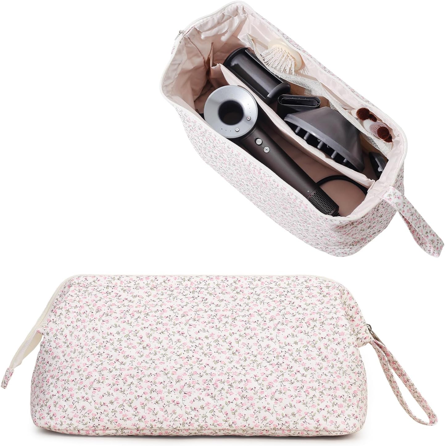 Large Quilted Hair Tools Travel Bag - Cute Dustproof Organizer for Hair Dryer & Curling Iron | Aesthetic Design
