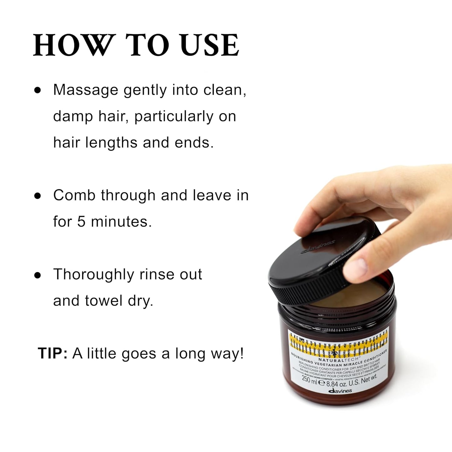 Davines Naturaltech Nourishing Vegetarian Miracle Conditioner - Hydrating & Restructuring for Dry Hair | 8.45 Fl Oz