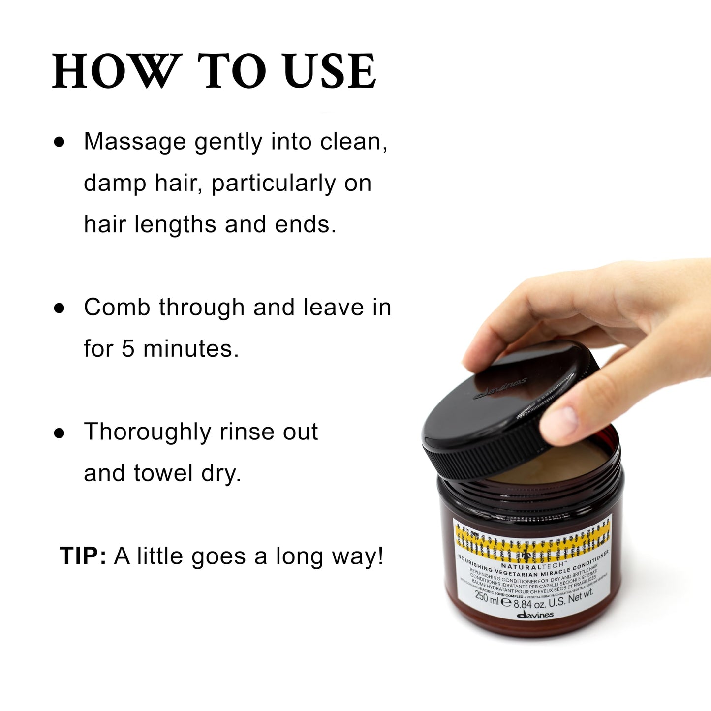 Davines Naturaltech Nourishing Vegetarian Miracle Conditioner, Restructuring & Hydrating for Dry & Damaged Hair - With Vegetal Keratin - Deeply Moisturizes Dry Hair, 8.45 Fl Oz