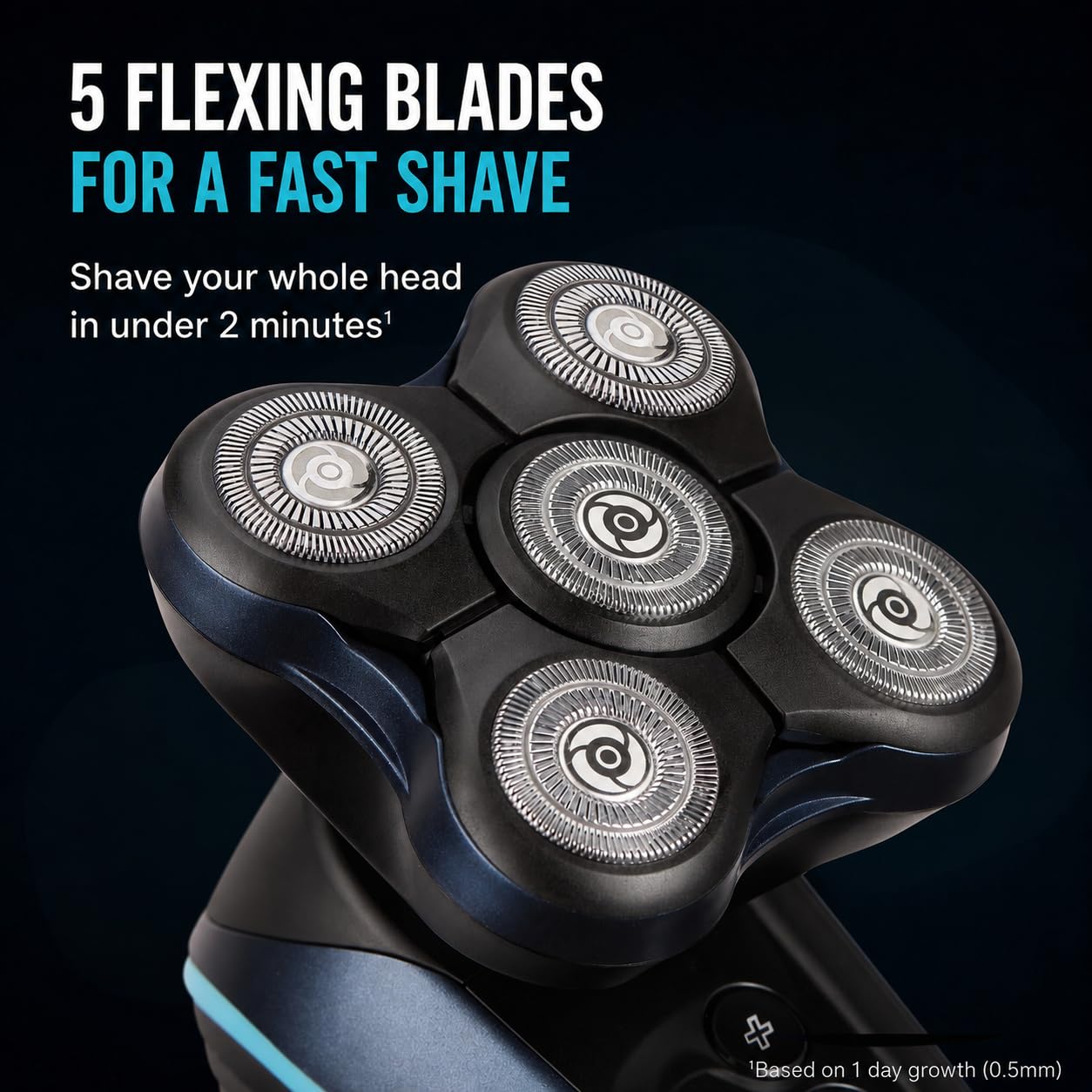 Remington Rotary Shaver - Cordless Head & Beard Razor with 5 Flex Blades | Turbo Boost, Wet/Dry Use
