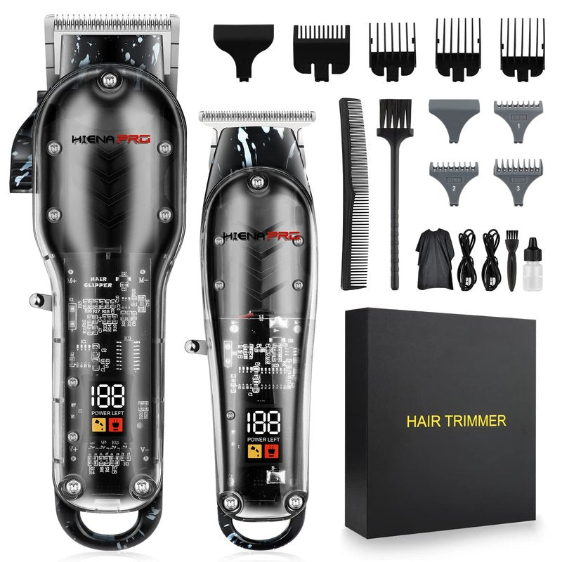 HIENA PRO Hair Clippers for Men T Liners Hair Trimmer Set, Professional Cordless Rechargeable Barber Hair Cutting Kit with LED Display,Gifts for Men