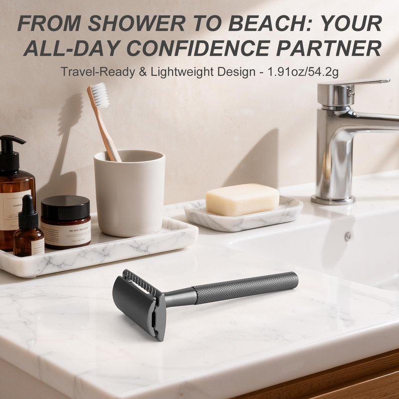 KAIYULUN Safety Razor for Men & Women - Double Edge Single Blade Razor with 10 Blades, Reusable One Blade Razor for Close Shave (Mens & Womens Razor, Eco-Friendly)-Black