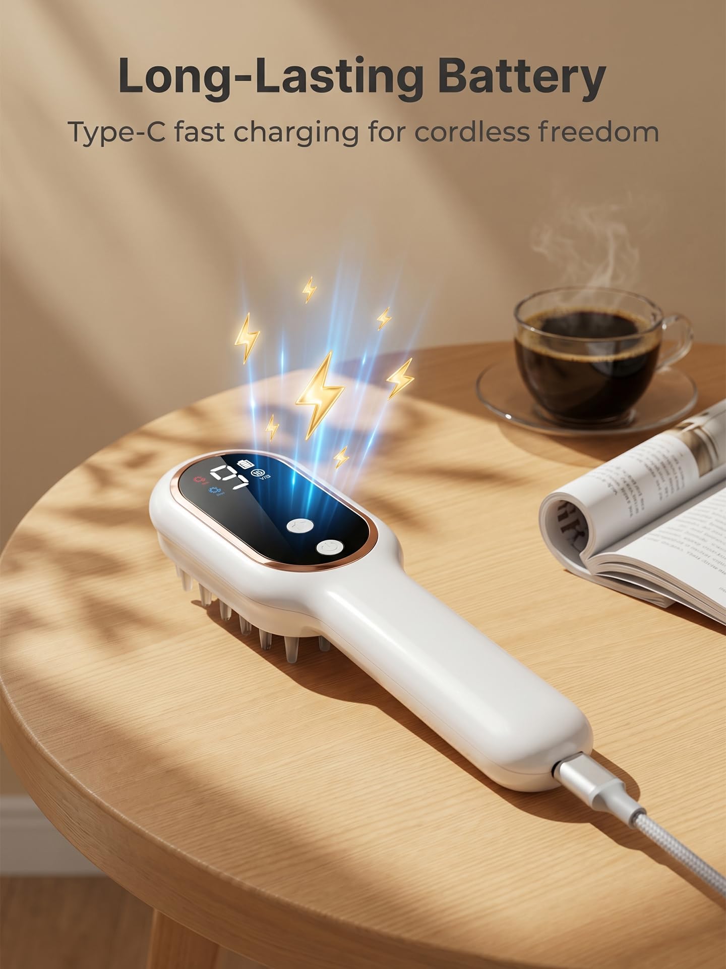 FDA-Device 650Nm LLLT Red Light Therapy For Hair Growth And Hair Loss, Cordless Handheld Scalp Laser Brush For Men & Women With Thinning Hair Baldness Receding Hairline, Portable Home Travel