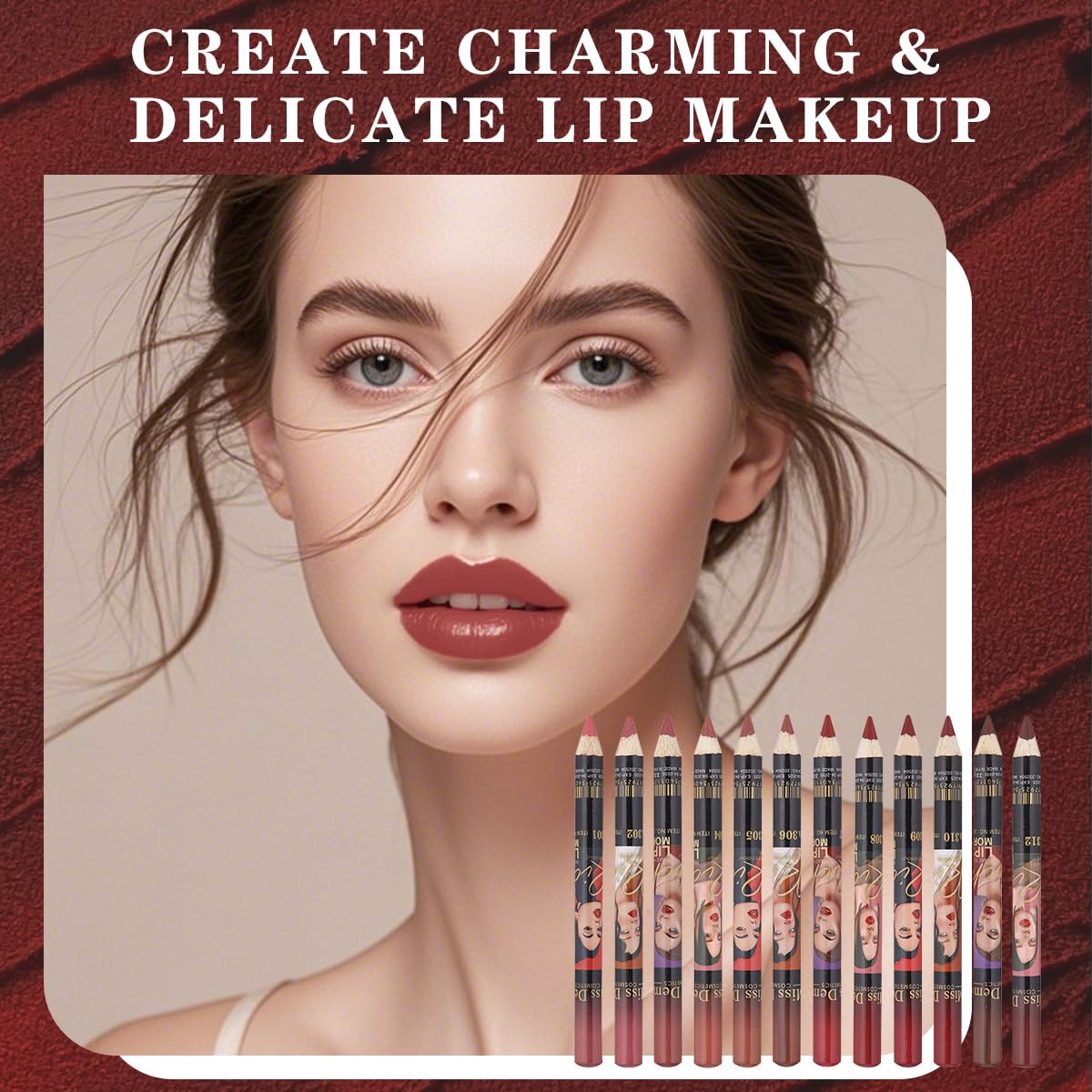 Katiluxiya 12PCS Lip Liner Pencils Set Pack for Shaping & Sculpting Lips, Modifieddark Lip Color Lipsticks,Long-Lasting Waterproof Lipsticks. (03, Color)