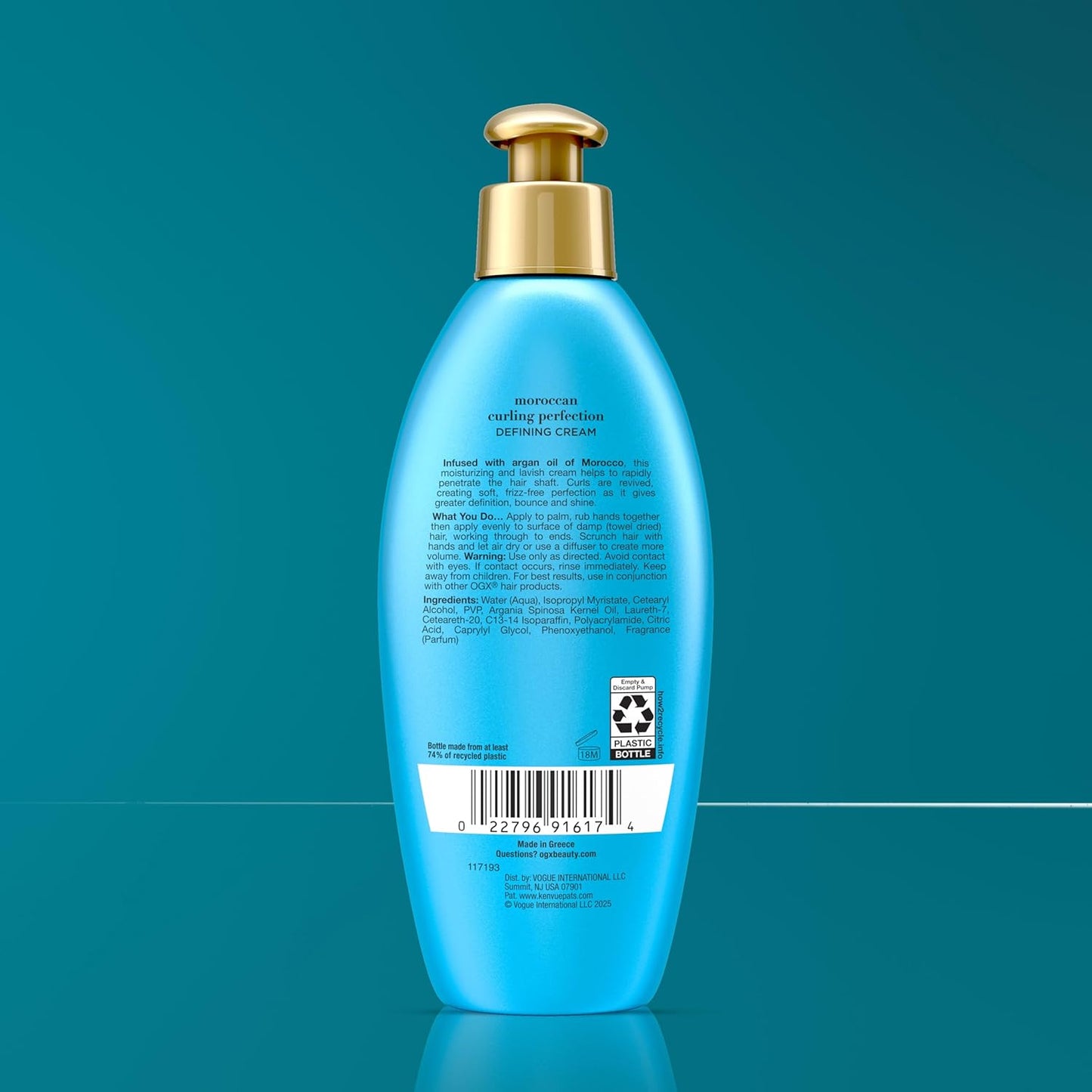 OGX Argan Oil Curl-Defining Cream - Anti-Frizz Formula for All Hair Textures | 6 oz