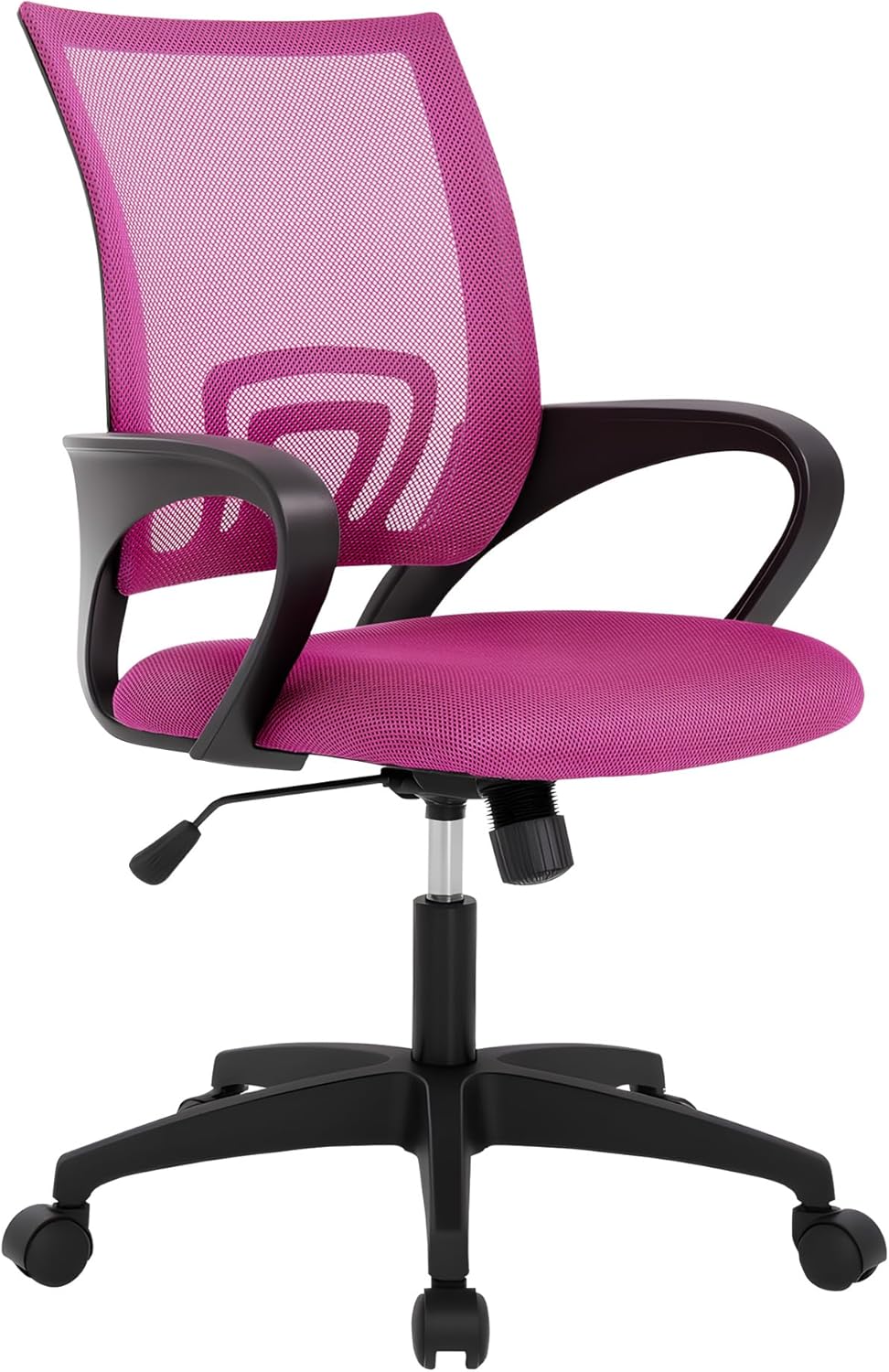 Ergonomic Office Chair - Mid-Back Swivel Desk Chair with Breathable Backrest & Lumbar Support - Adjustable Height | Dark Black