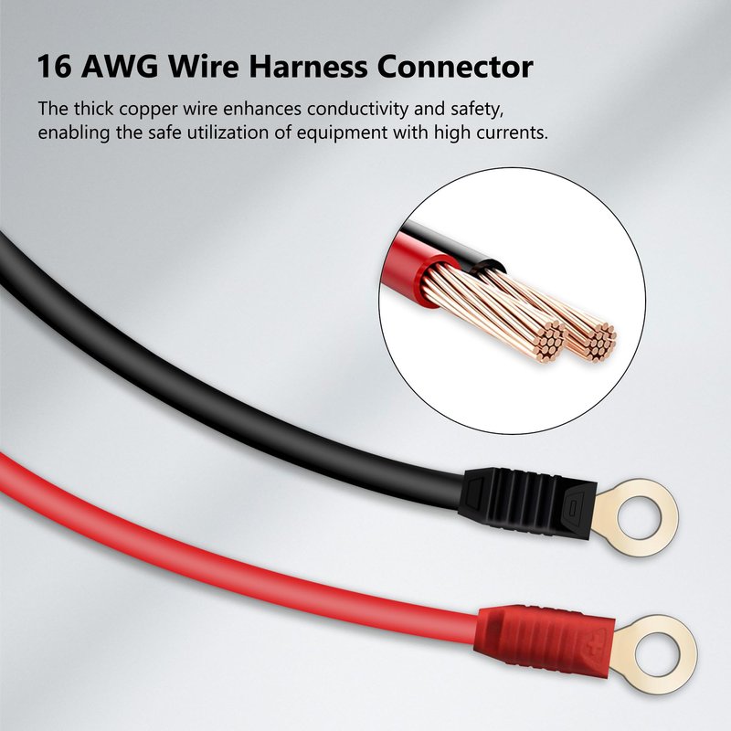 BXIZXD 16AWG 3FT Charger Cable, Wire Harness Compatible with NOCO GC002 X-Connect M6 (1/4in) Eyelet Terminal Connector Accessory Genius Smart Battery Chargers