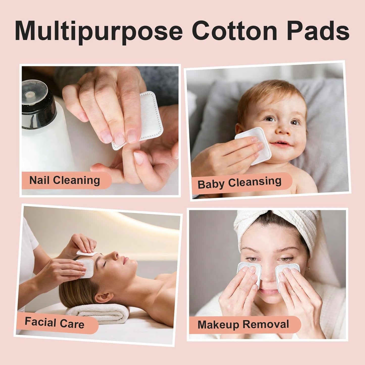 Large Cotton Pads - 300 Count Makeup Remover Rounds for Sensitive Skin | Ultra-Absorbent Hypoallergenic, Soft & Lint-Free