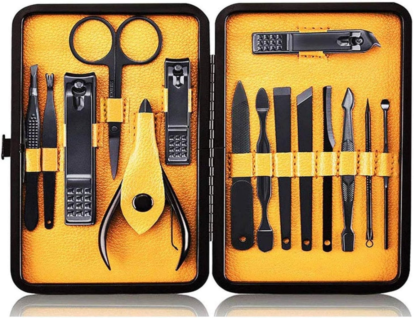 Manicure Set - 18-Piece Nail Clippers & Pedicure Kit for Men & Women | Tea Green Grooming Tools in Fine Case
