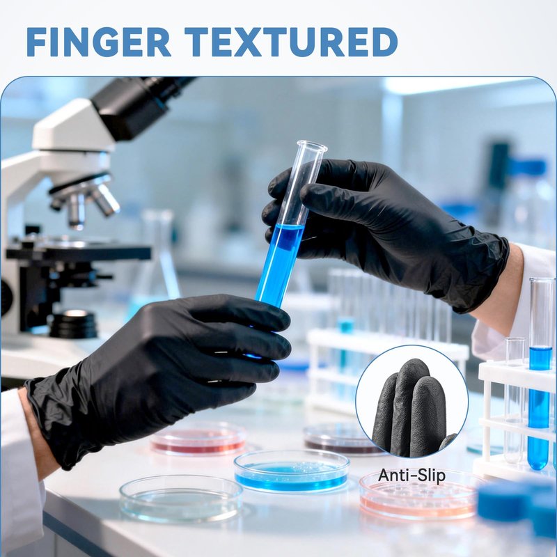 akgk Nitrile Gloves, 100 Pcs Disposable Black Nitrile Gloves Large, Cleaning Gloves for Cooking, Household & More, Powder-Free, Latex-Free