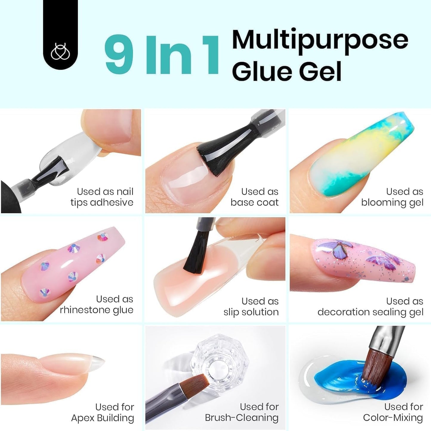 Beetles Gel Nail Glue Kit - 15ml Builder & Glossy Top Coat Gel | Long-Lasting Shine for DIY Nail Art