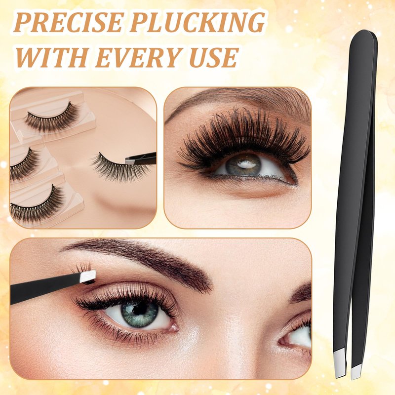 80 Pieces Eyebrow Tweezers, Stainless Steel Slanted Tip Precision Lash Tweezers Bulk For Facial Hair, Ingrown Hair, and Blackhead Removal