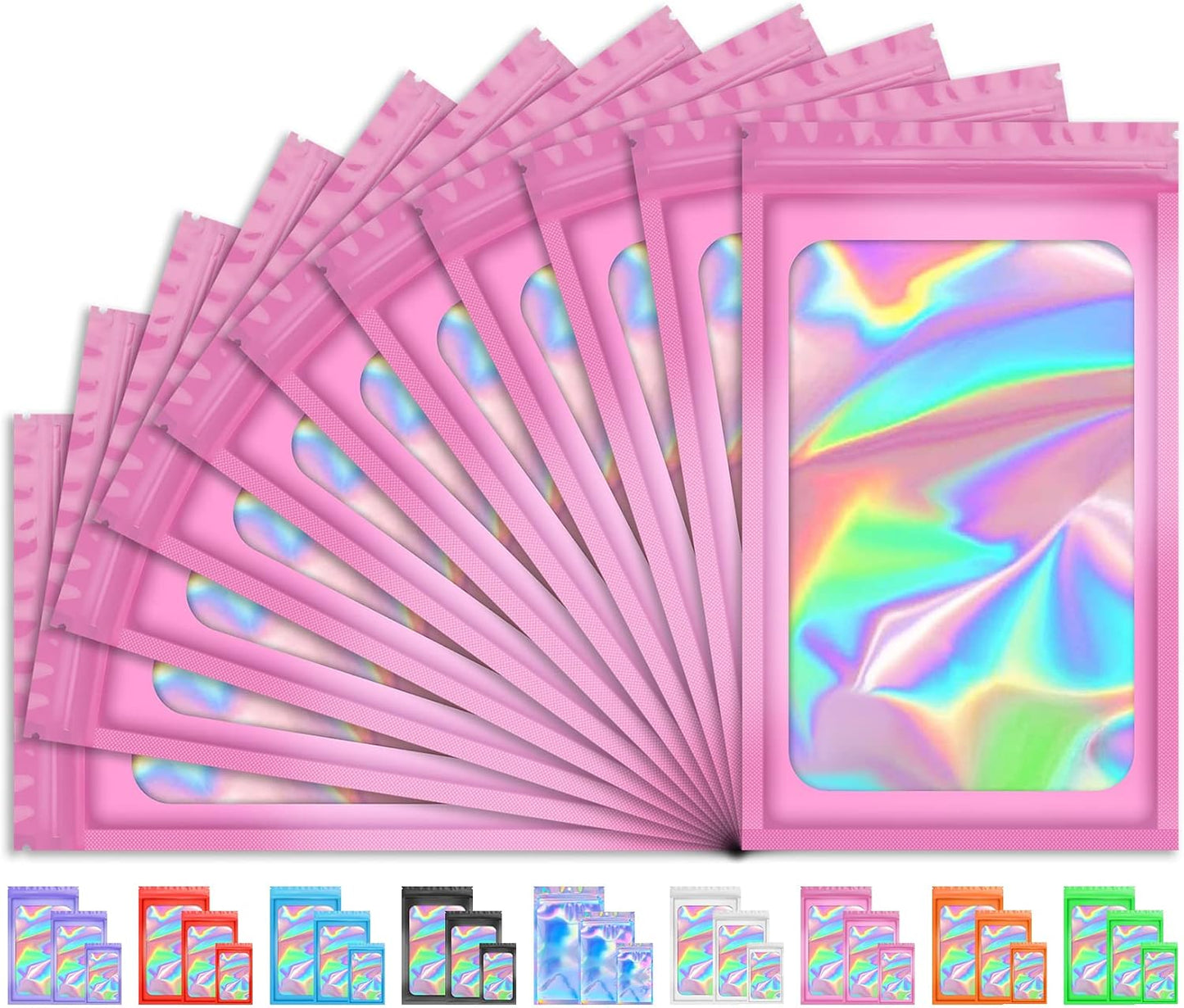 Holographic Smell Proof Bags - 100 PCS Resealable Mylar Gift Bags for Food & Jewelry | 3x5 Inch