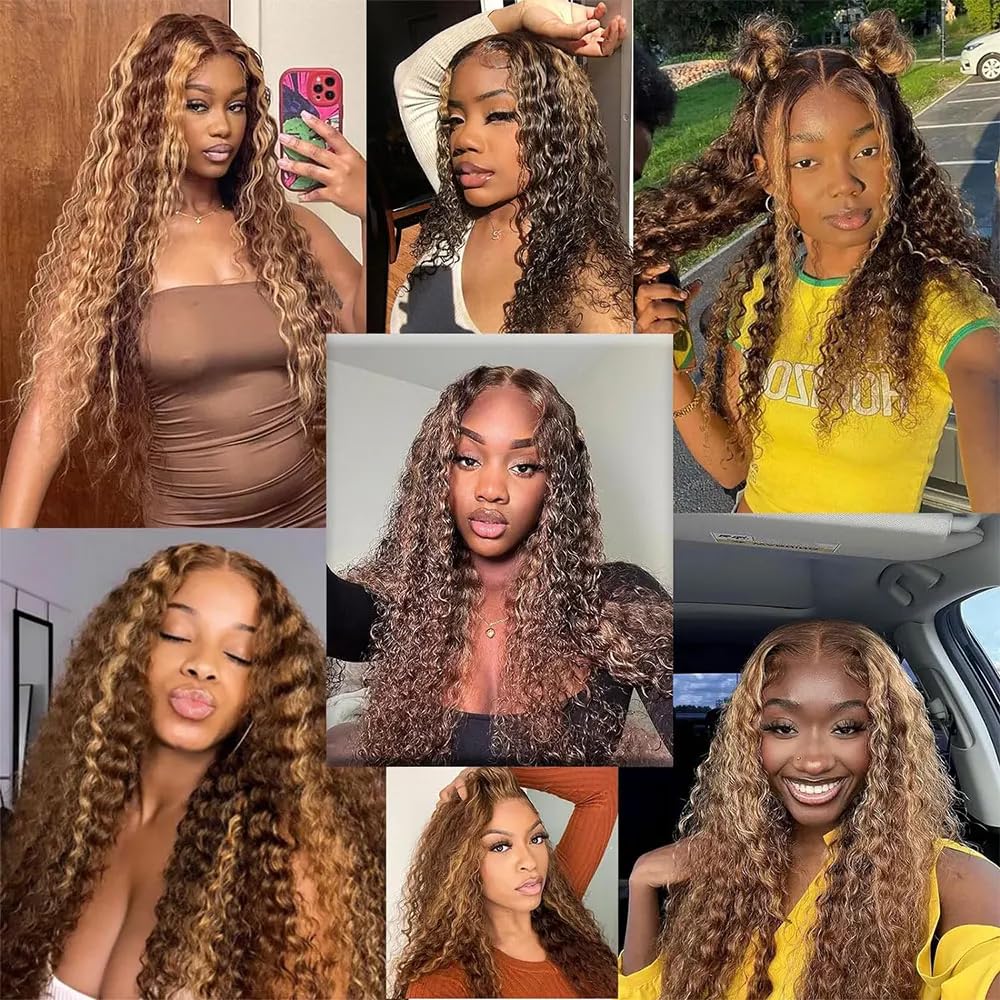 Highlight Human Hair Bundles AuokMar P430 Honey Brown Bundles Human Hair 26 28 30 Inch Mixed Length Peruvian Virgin Ombre Bundle Hair Extensions